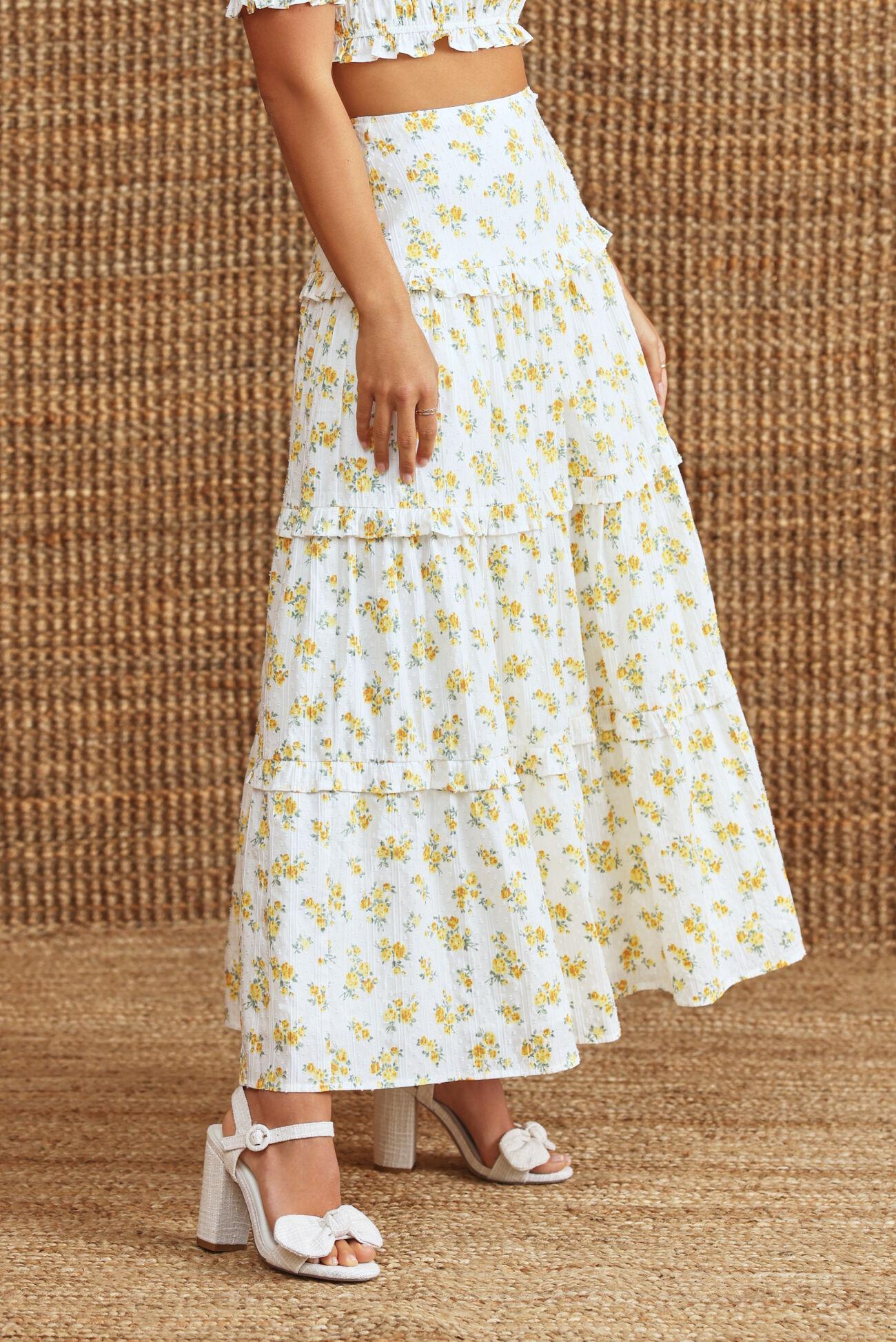 Abby Ruffle Tier Midi Skirt Product Image