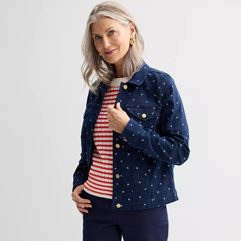 Women's Croft & Barrow® Button-Front Denim Jacket, Size: XXL, Blue Little Anchor Product Image