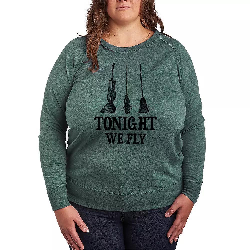 Disney's Hocus Pocus Women's Tonight We Fly French Terry Long Sleeve Tee, Size: Medium, Grey Green Product Image