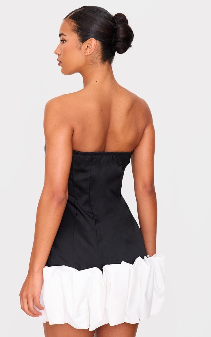 Black Bow Puff Hem Bodycon Dress Product Image