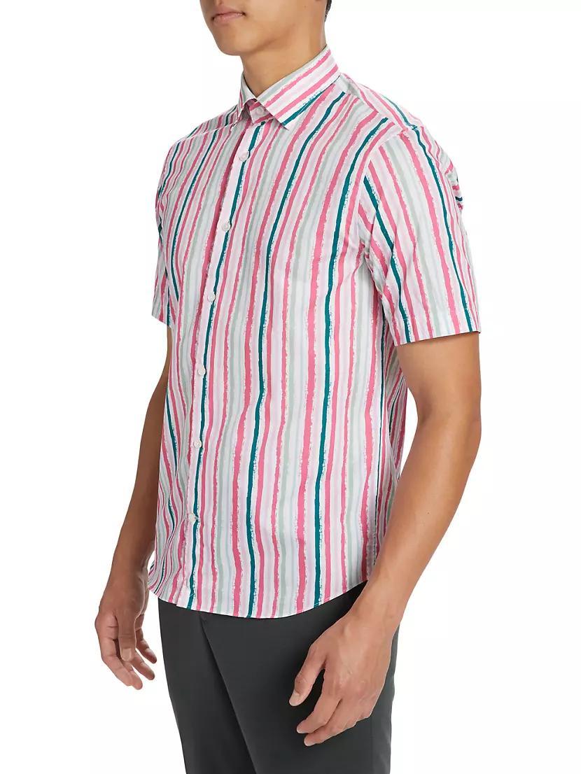 Slim-Fit Striped Short-Sleeve Shirt Product Image