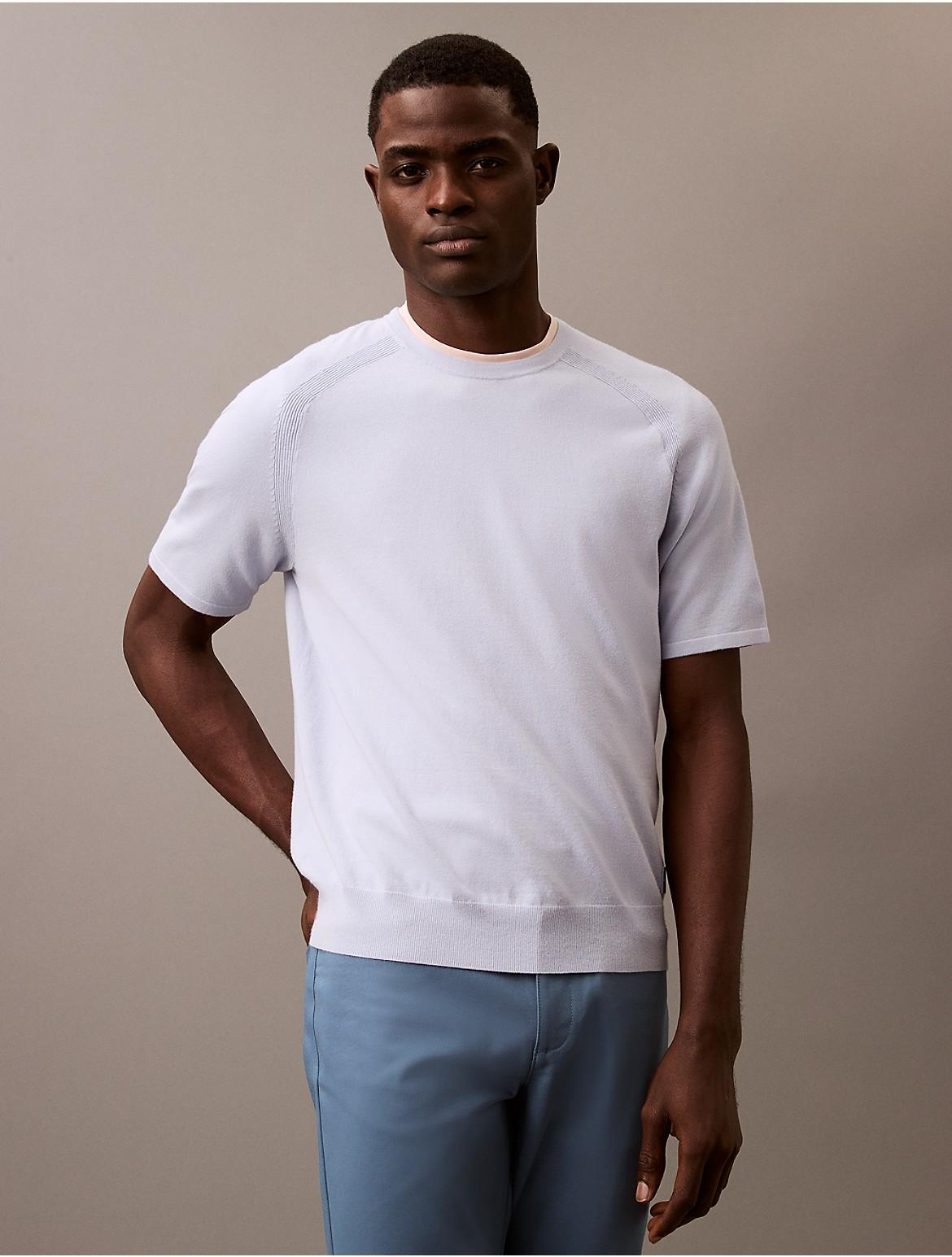 Calvin Klein Men's Tech Knit Crewneck Sweater T-Shirt - Blue - S Product Image