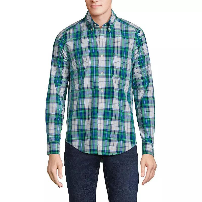 Mens Lands End Traditional-Fit Essential Lightweight Poplin Shirt Eucalyptus Green Product Image