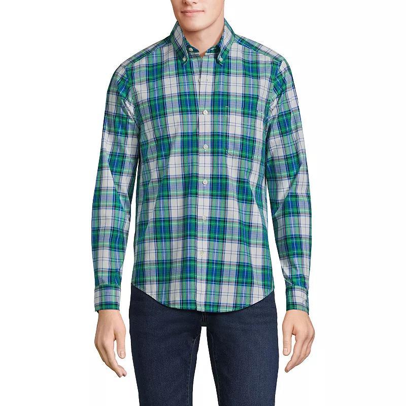 Mens Lands End Traditional-Fit Essential Lightweight Poplin Shirt Eucalyptus Green Product Image