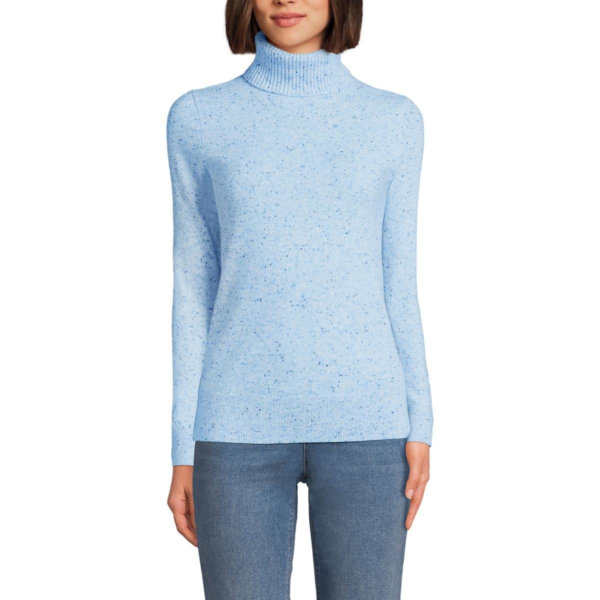 Petite Lands' End Cashmere Turtleneck Sweater, Women's, Size: Large Petite, Fresh Ivory Rainbow Product Image