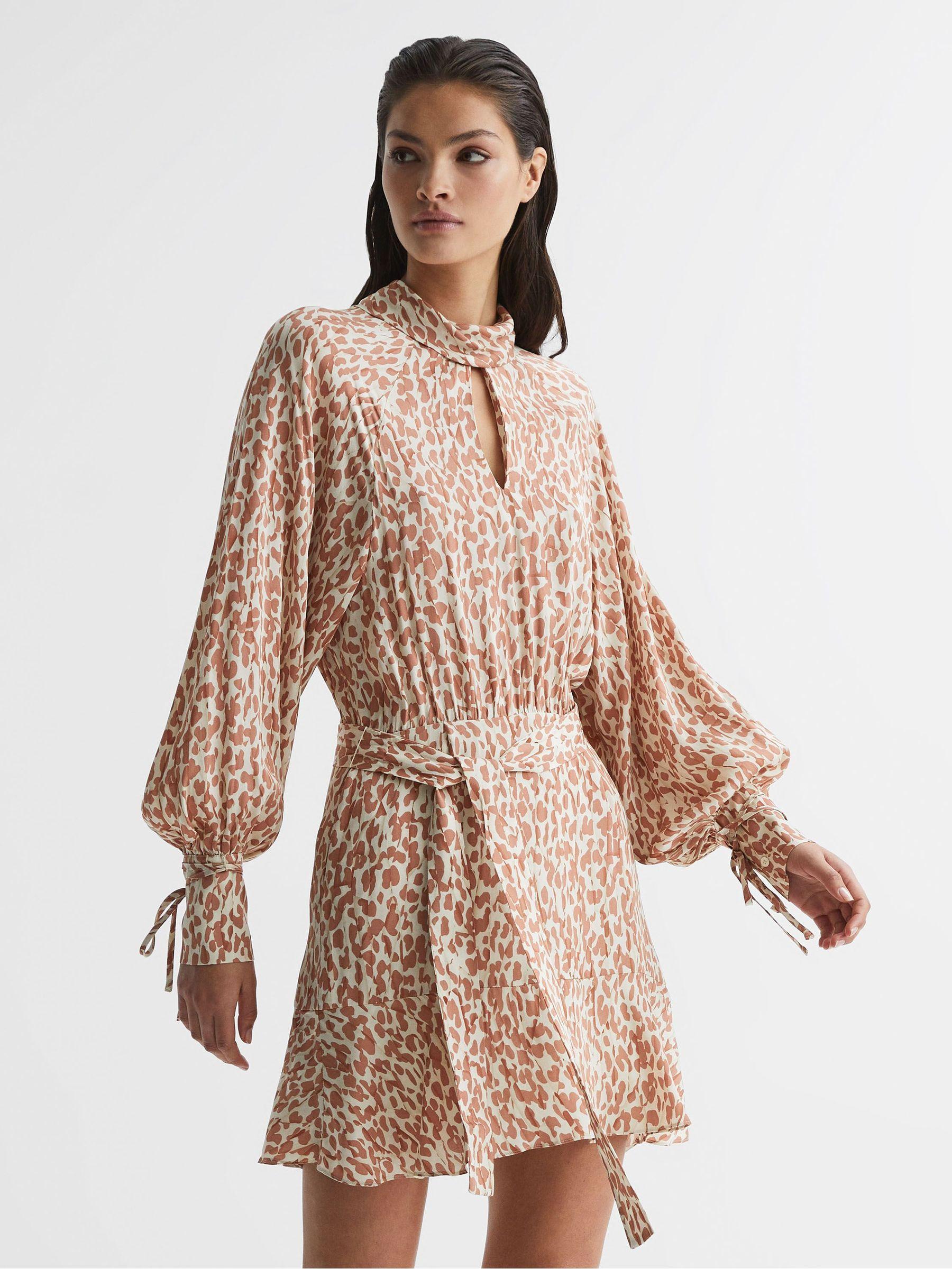 Animal Print Mini Dress in Neutral Product Image