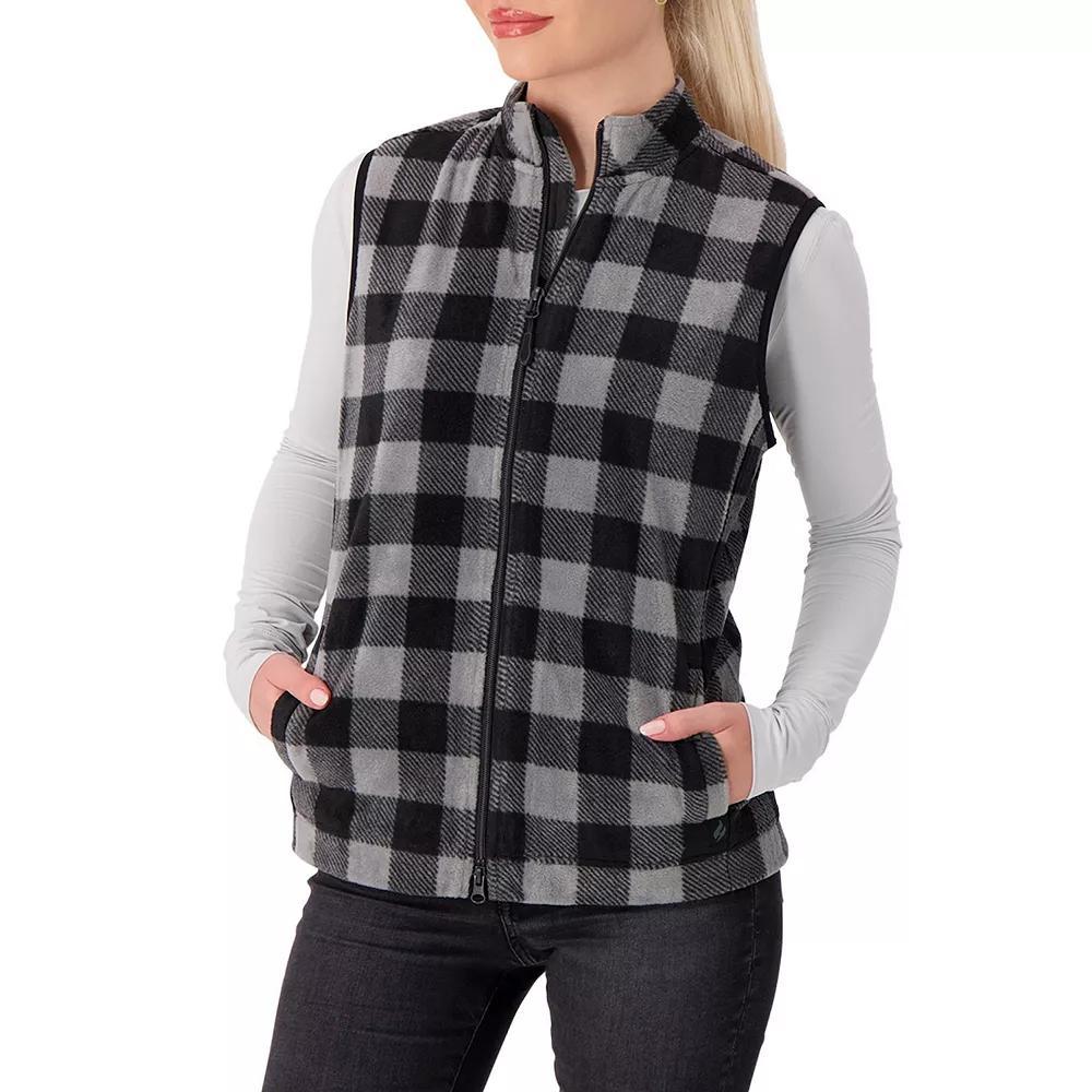 Women's Heat Holders Veronica Original Super Brushed Fleece Double Zipper Plaid Vest, Size: Large, Black Gray Product Image