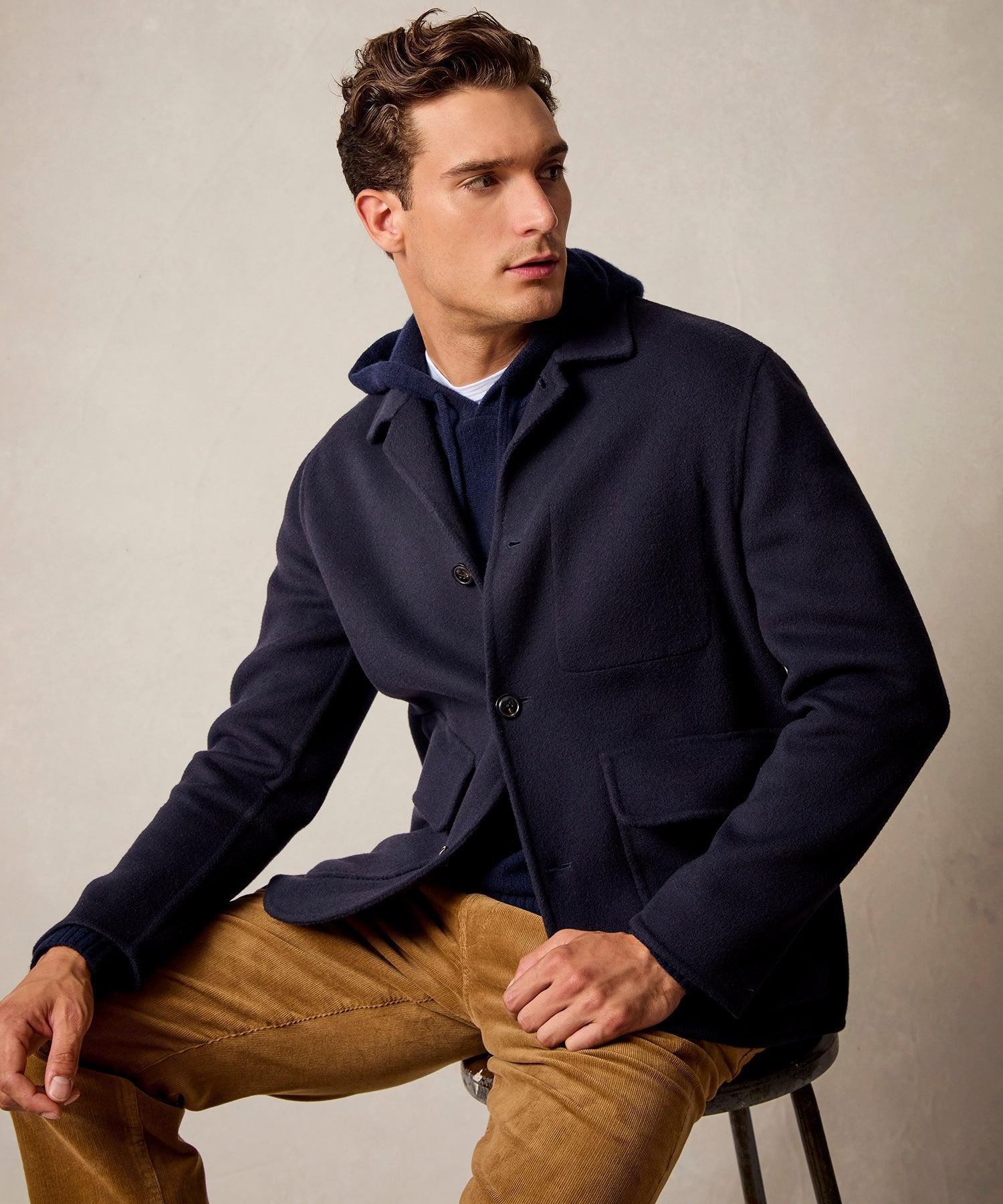 Italian Cashmere Walking Jacket in Navy Product Image