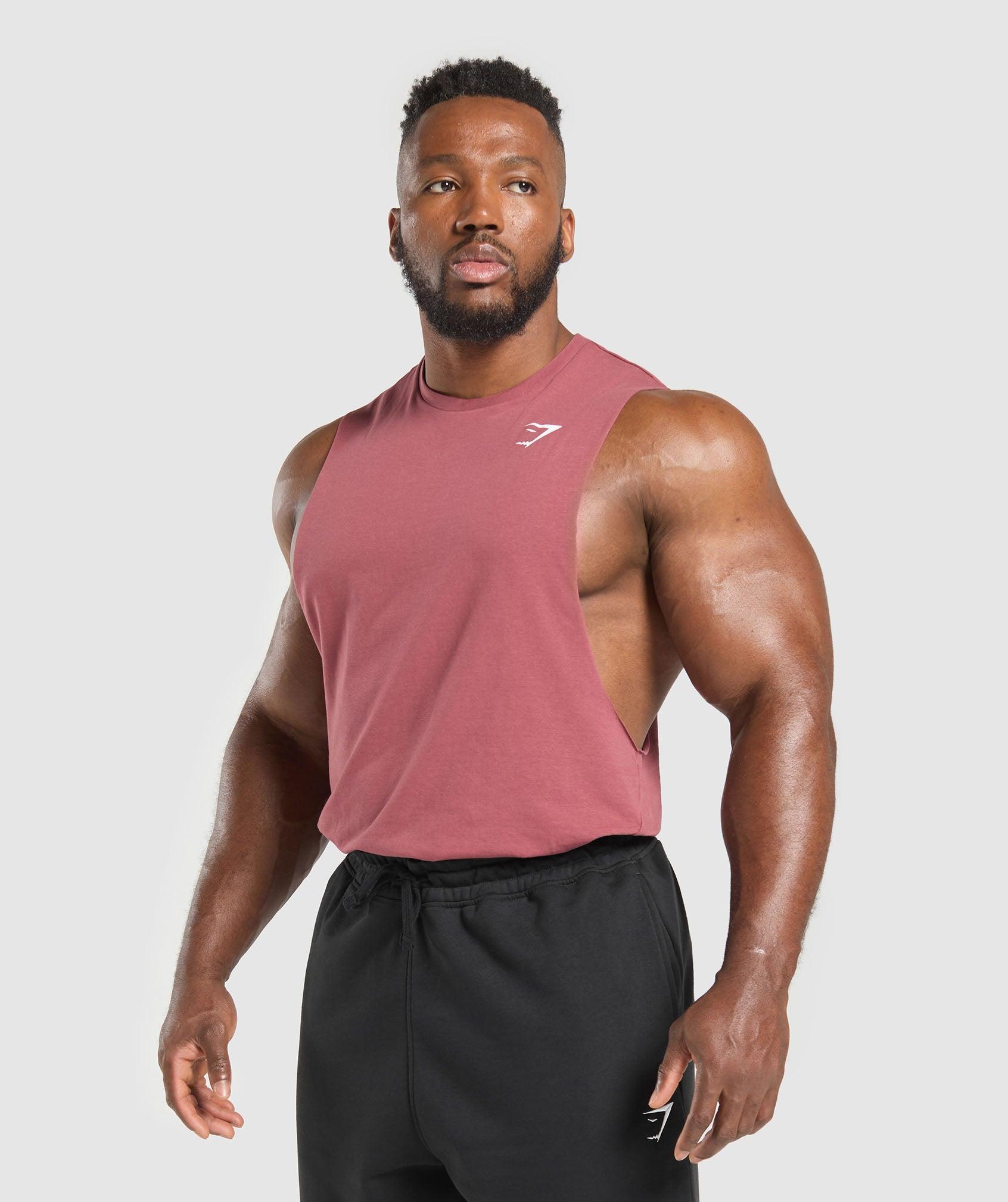 Gymshark Critical Drop Arm Tank - Washed Berry Pink Male Product Image