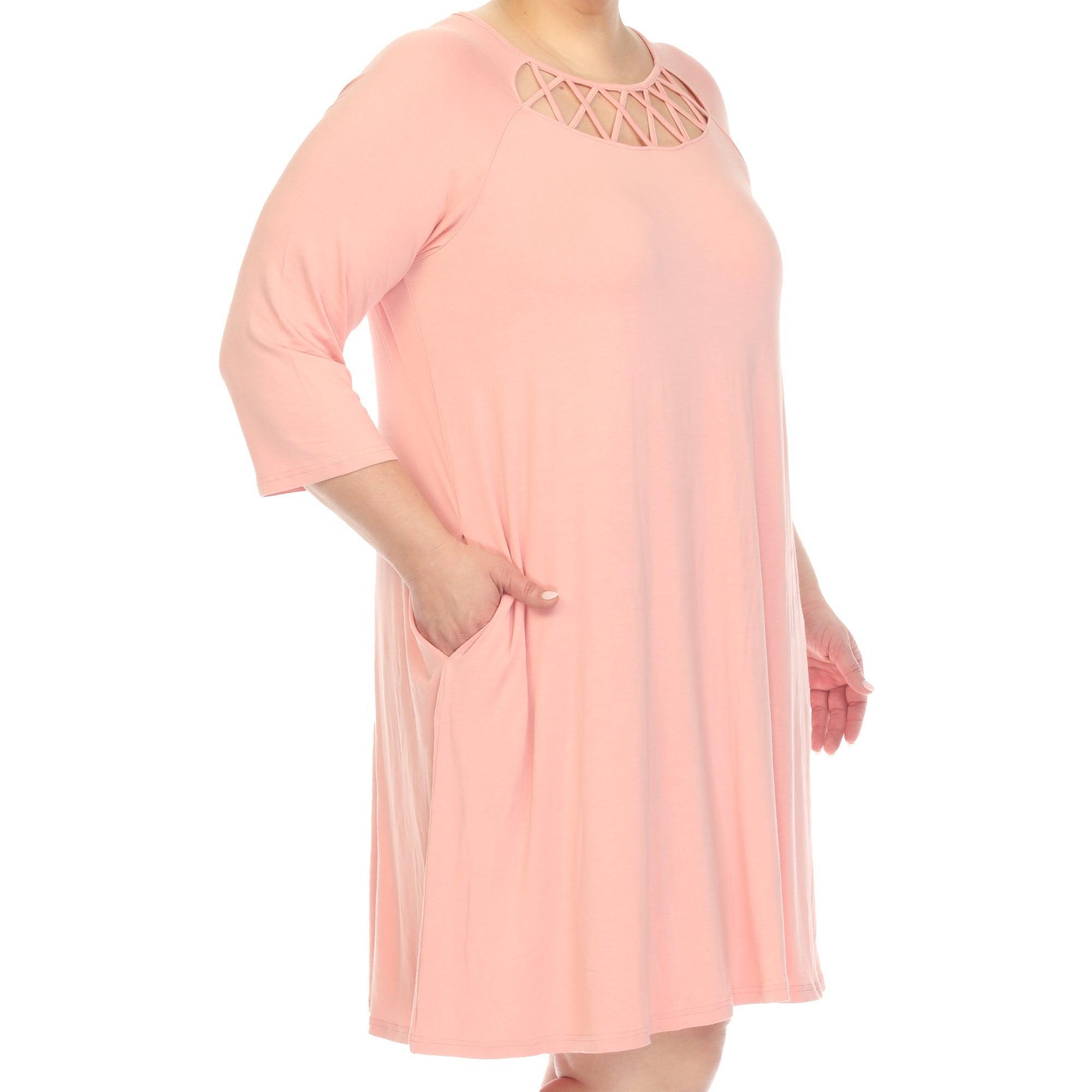 Criss Cross Neckline Swing Midi Dress - Plus Product Image