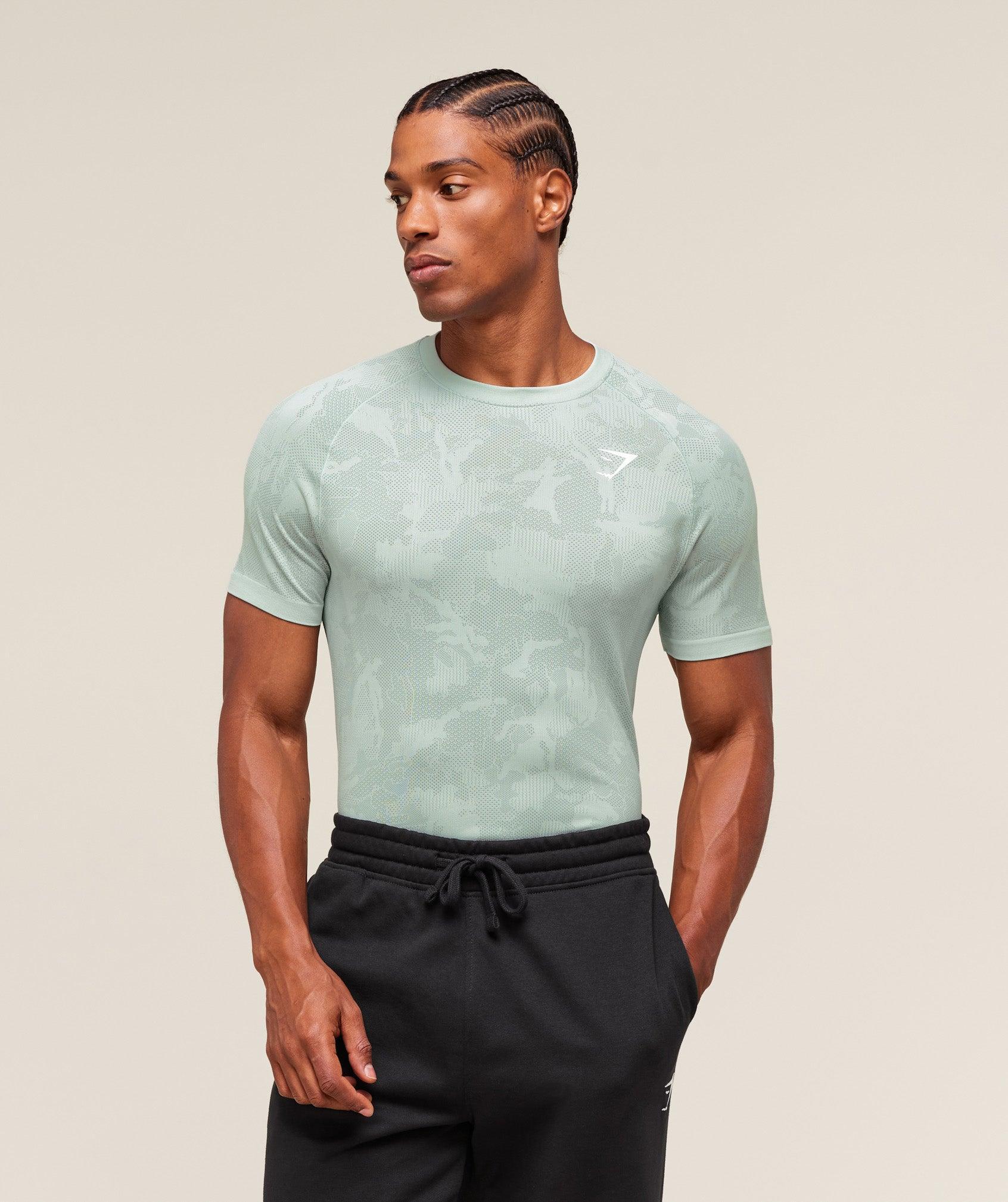 Gymshark Geo Seamless T-Shirt - Morning Blue/Celeste Blue Male Product Image