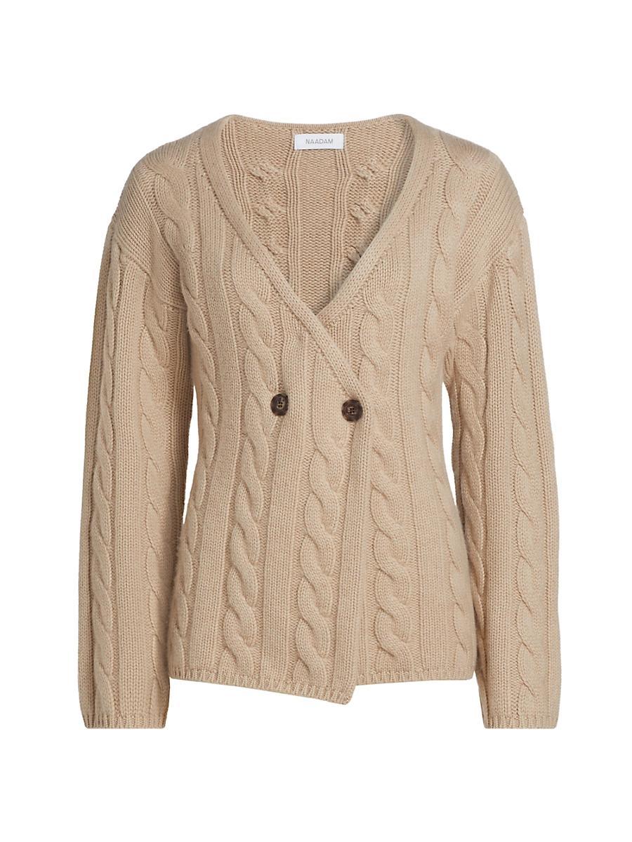 Womens Cable-Knit Double-Breasted Cardigan Product Image