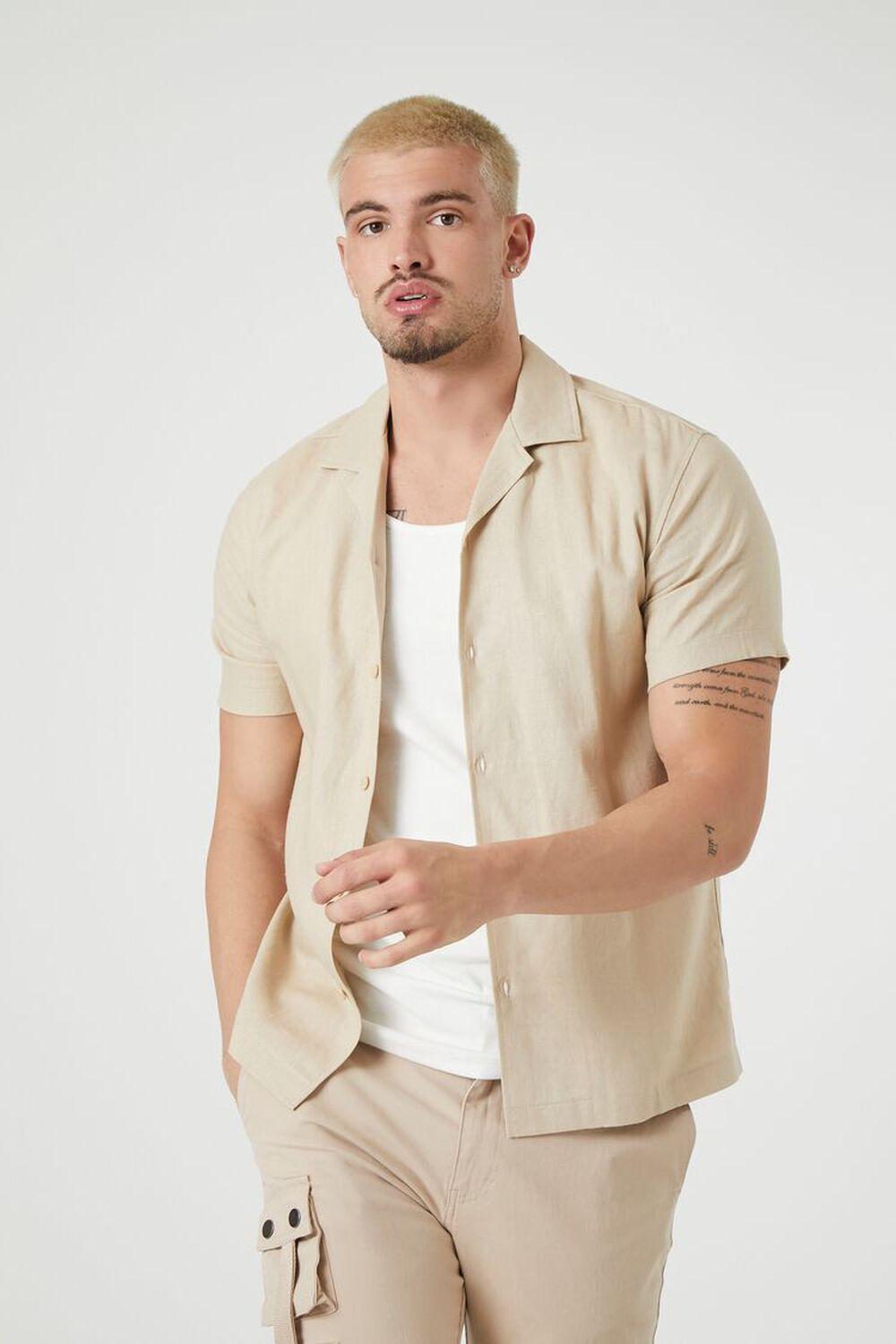 Linen-Blend Cuban Collar Shirt | Forever 21 Product Image