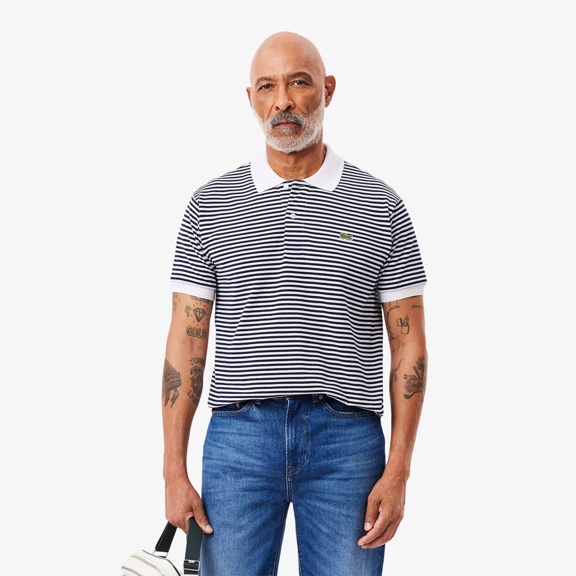 Men's Classic Fit L.12.12 Striped Petit Piqué Polo Product Image