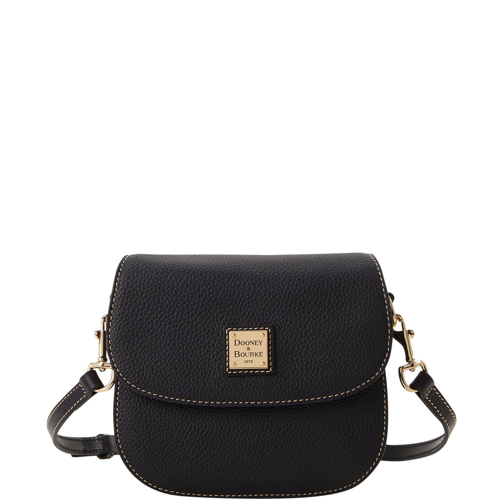 Dooney & Bourke Womens Pebble Grain Saddle Leather Crossbody Bag in Jeans Product Image