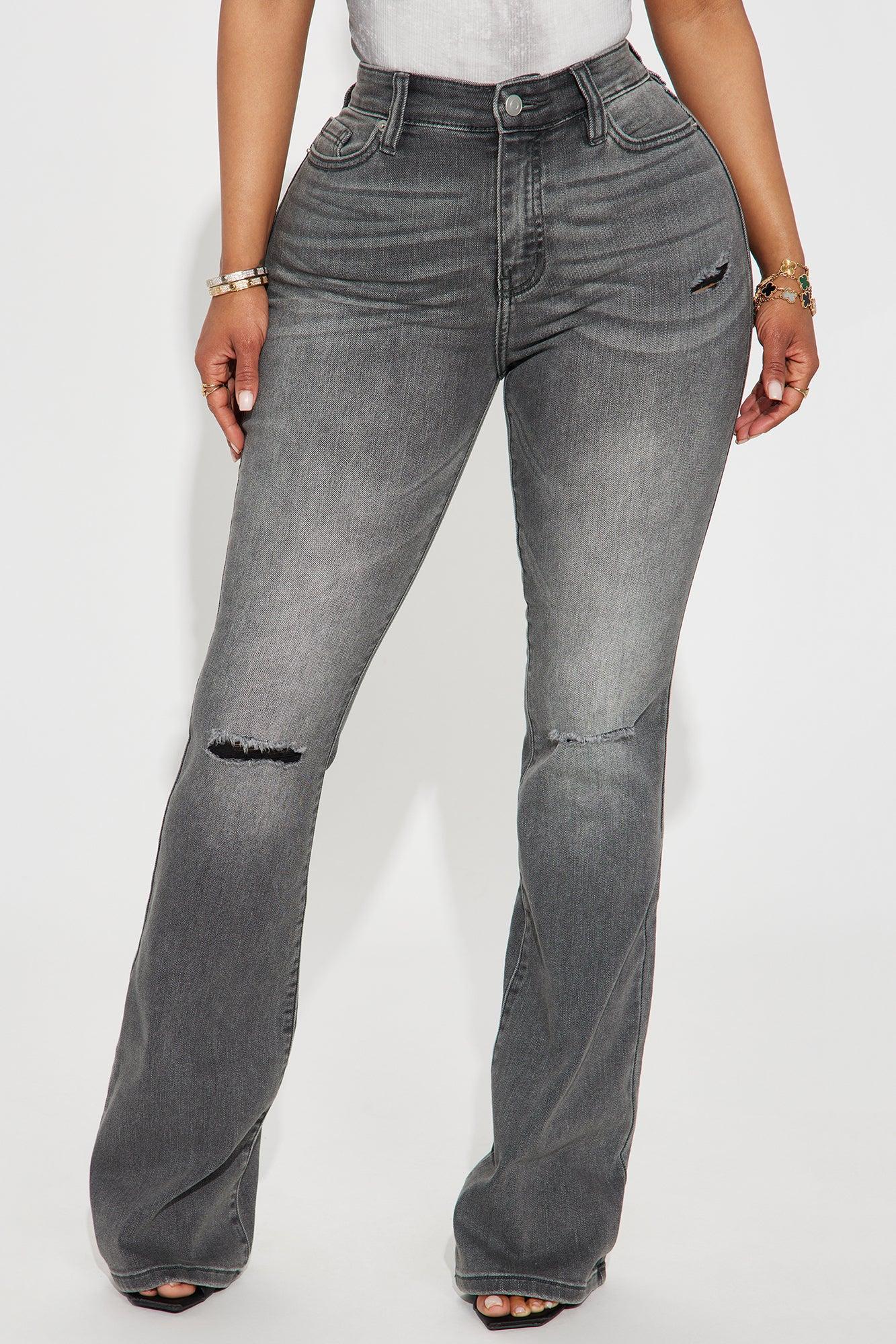 Pleasure Seeker Soft Stretch Flare Jeans - Grey Product Image
