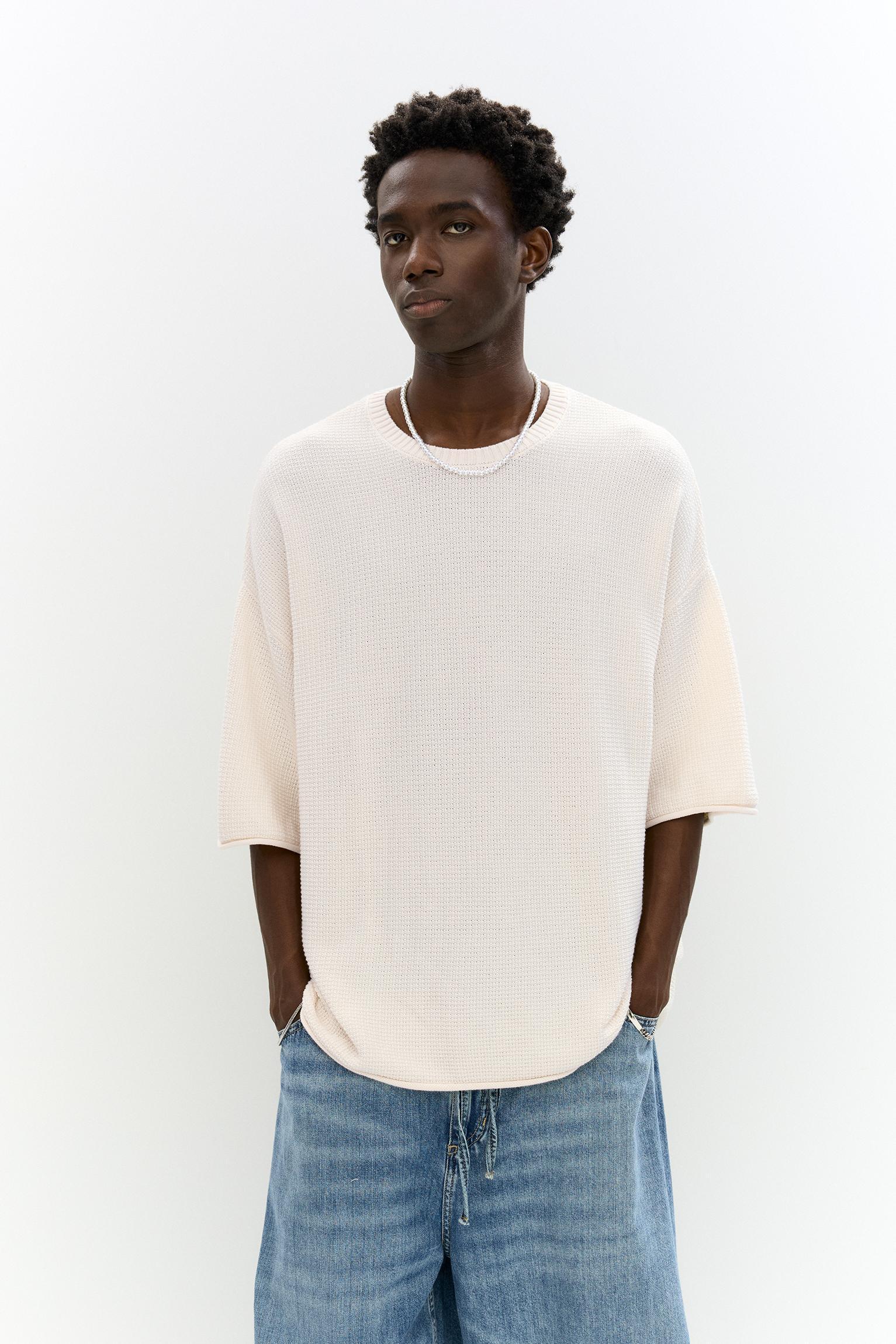 Waffle-knit boxy-fit T-shirt Product Image