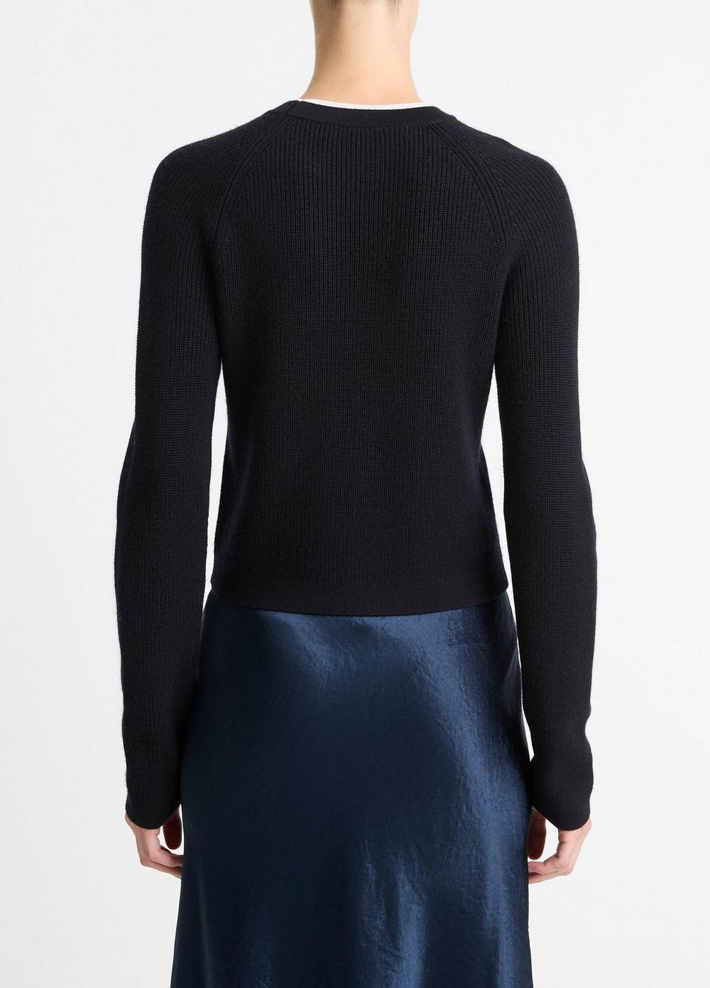 Womens Wool-Cashmere Double-Neck Sweater, Coastal Blue/off White, Size L Vince Product Image