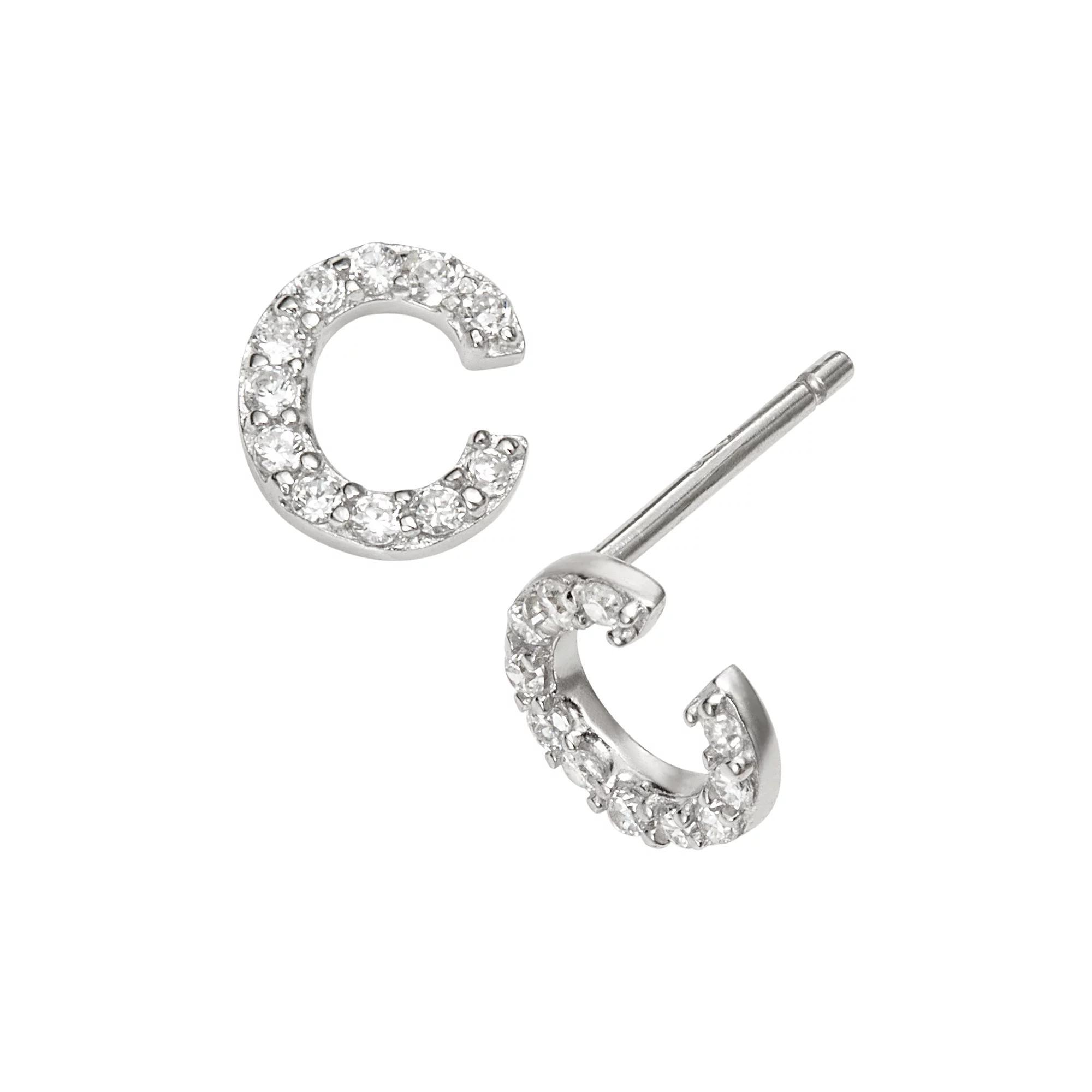 Sophie Miller Sterling Silver Cubic Zirconia Initial Stud Earrings, Womens Product Image