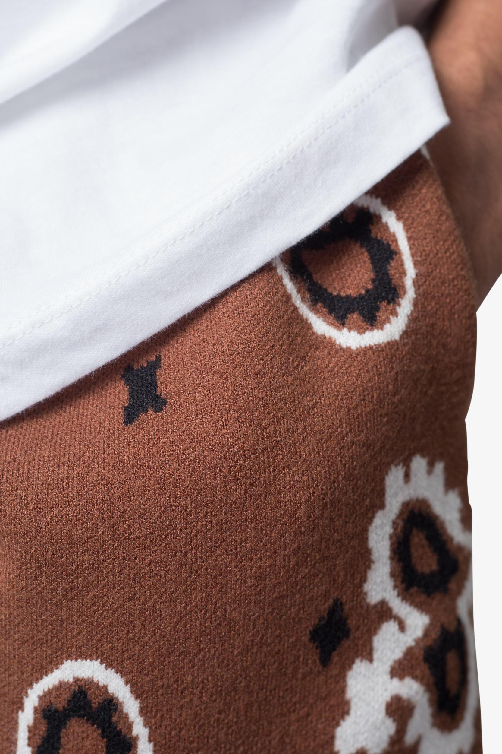 Paisley Knit Shorts - Brown Product Image