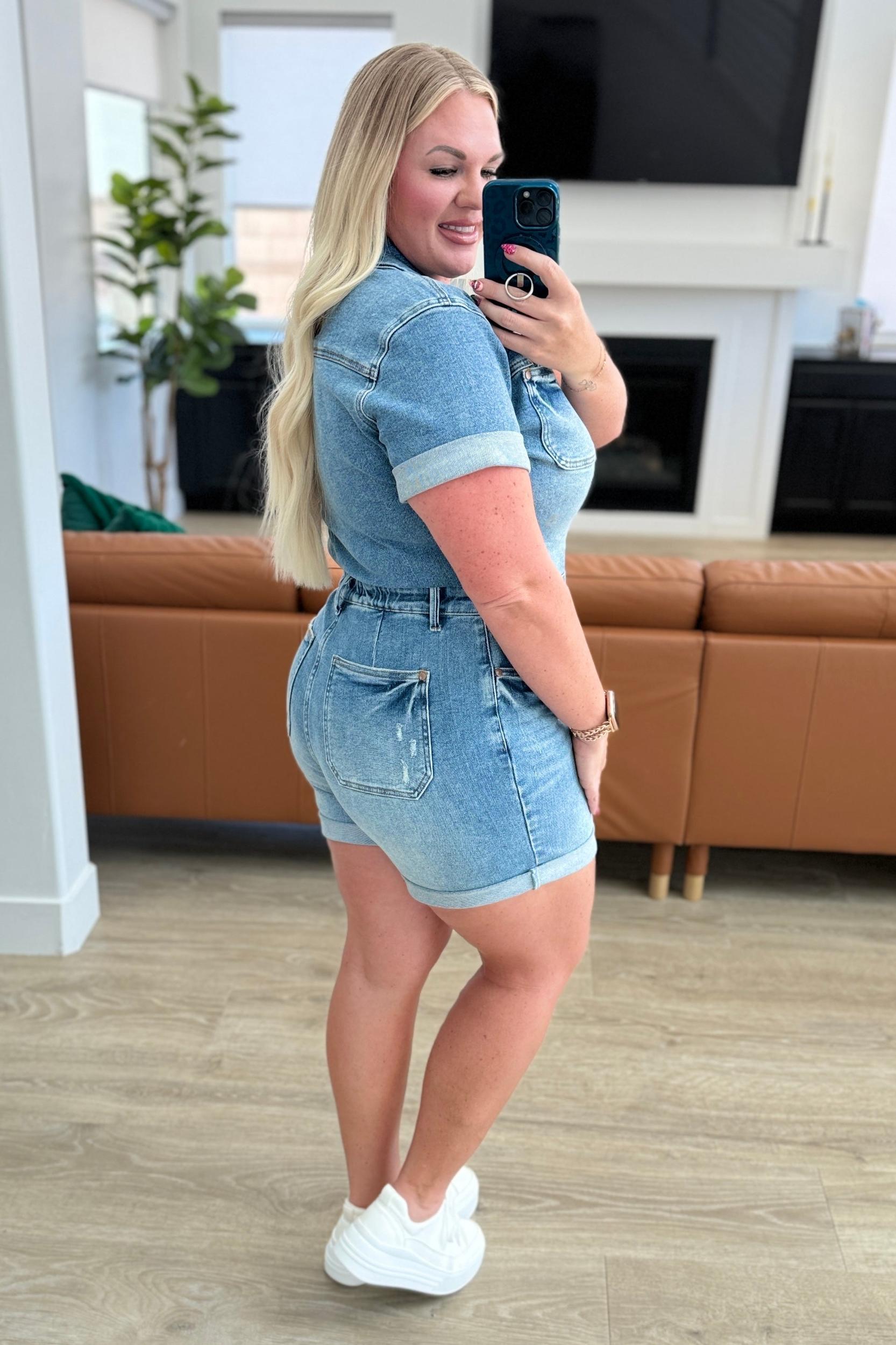 Delia High Rise Short Sleeve Romper (Online Exclusive) Product Image