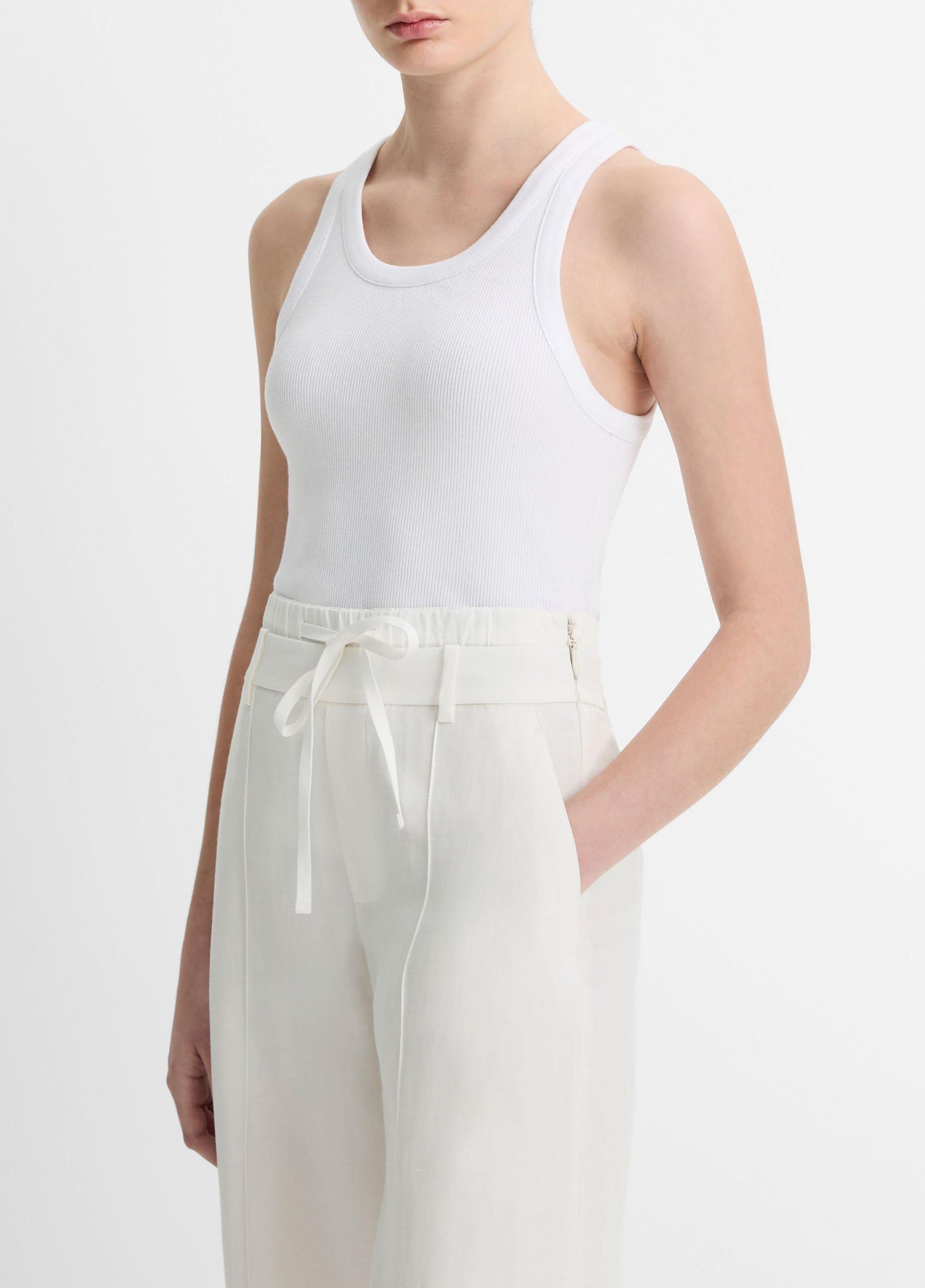 Womens Ribbed Scoop-Neck Tank, Optic White, Size S Vince Product Image