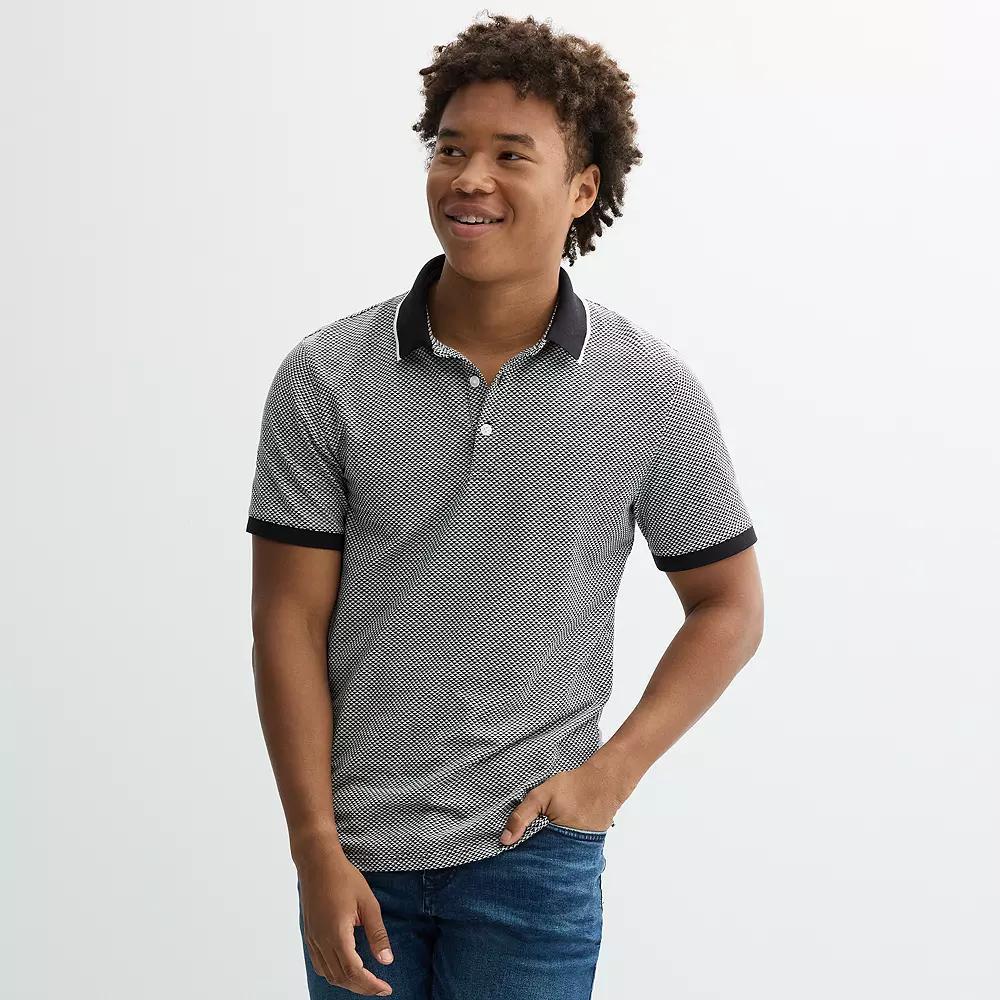 Men's Apt. 9® Jacquard Tipped Polo, Size: Large, Mineral Black Product Image