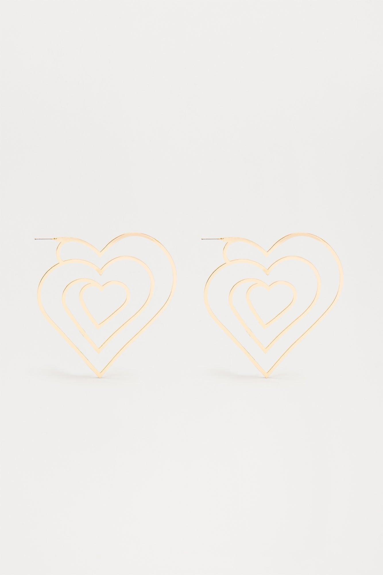 Heart Beat Beauty Earrings - Gold Product Image