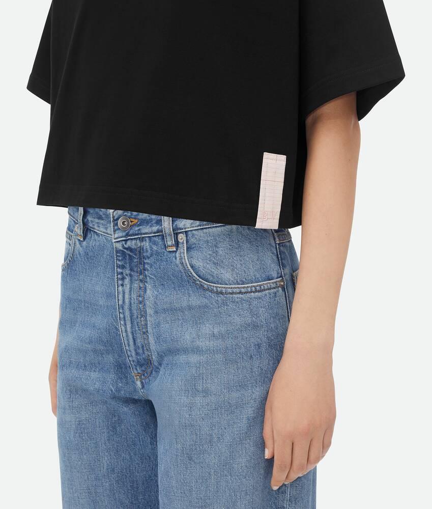 Women's Pima Cotton Jersey Crop T-Shirt in Black Product Image