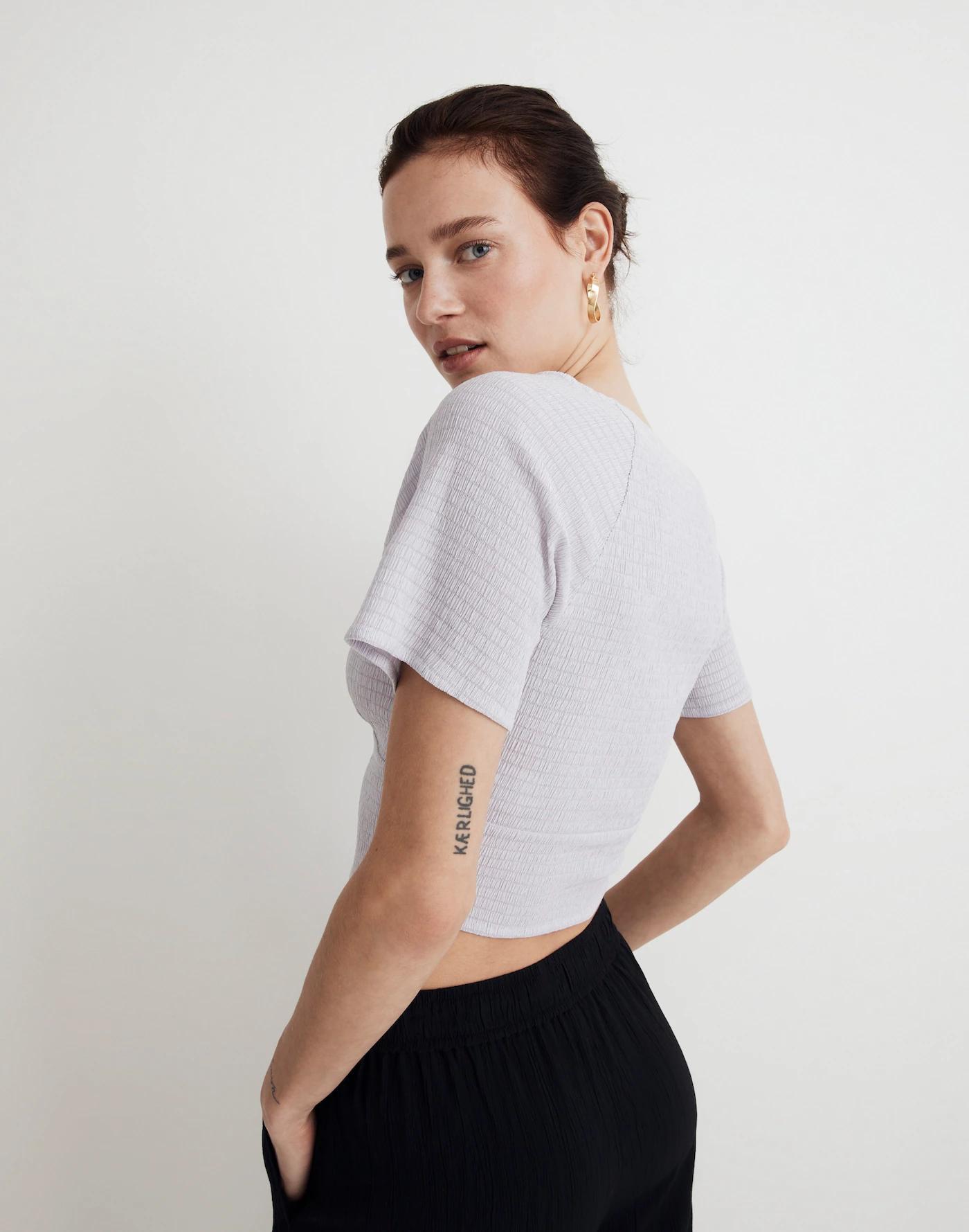 Shirred Crewneck Crop Top Product Image