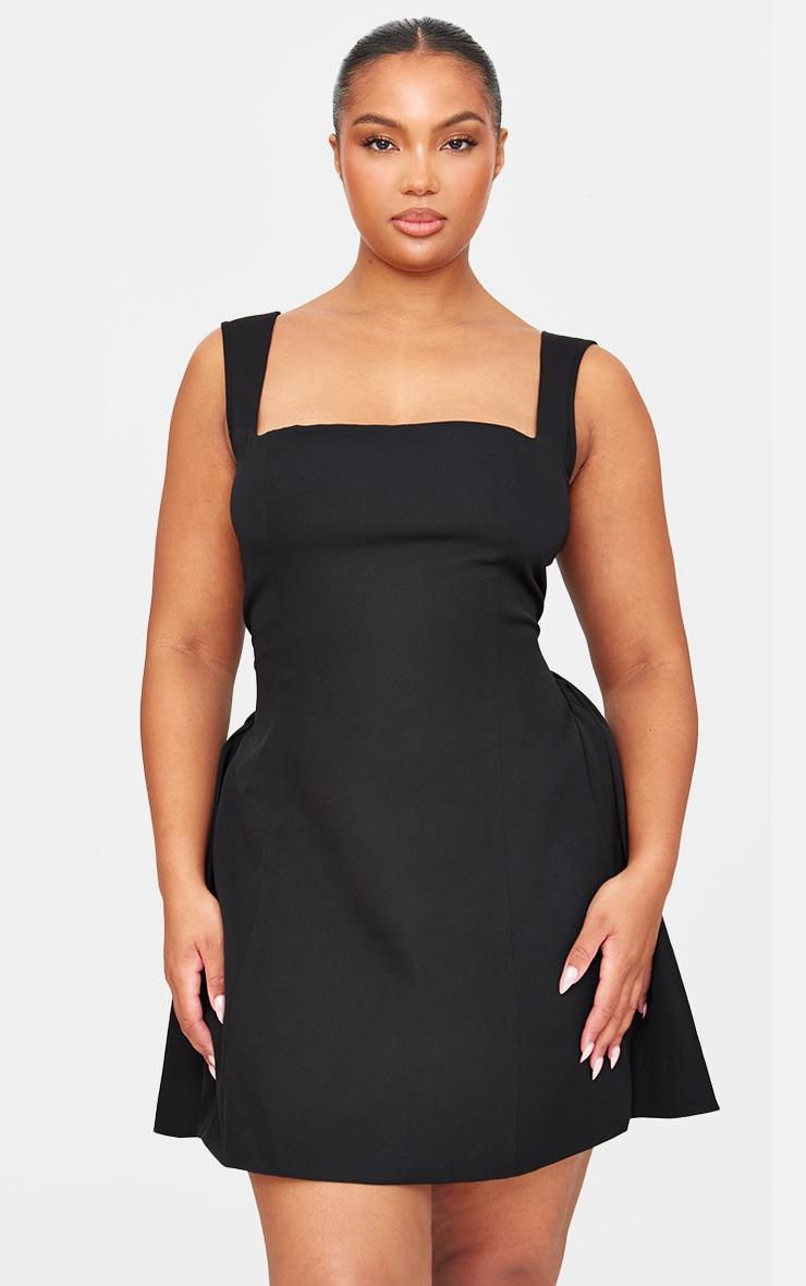 Black Hip Pleated Shift Dress Product Image