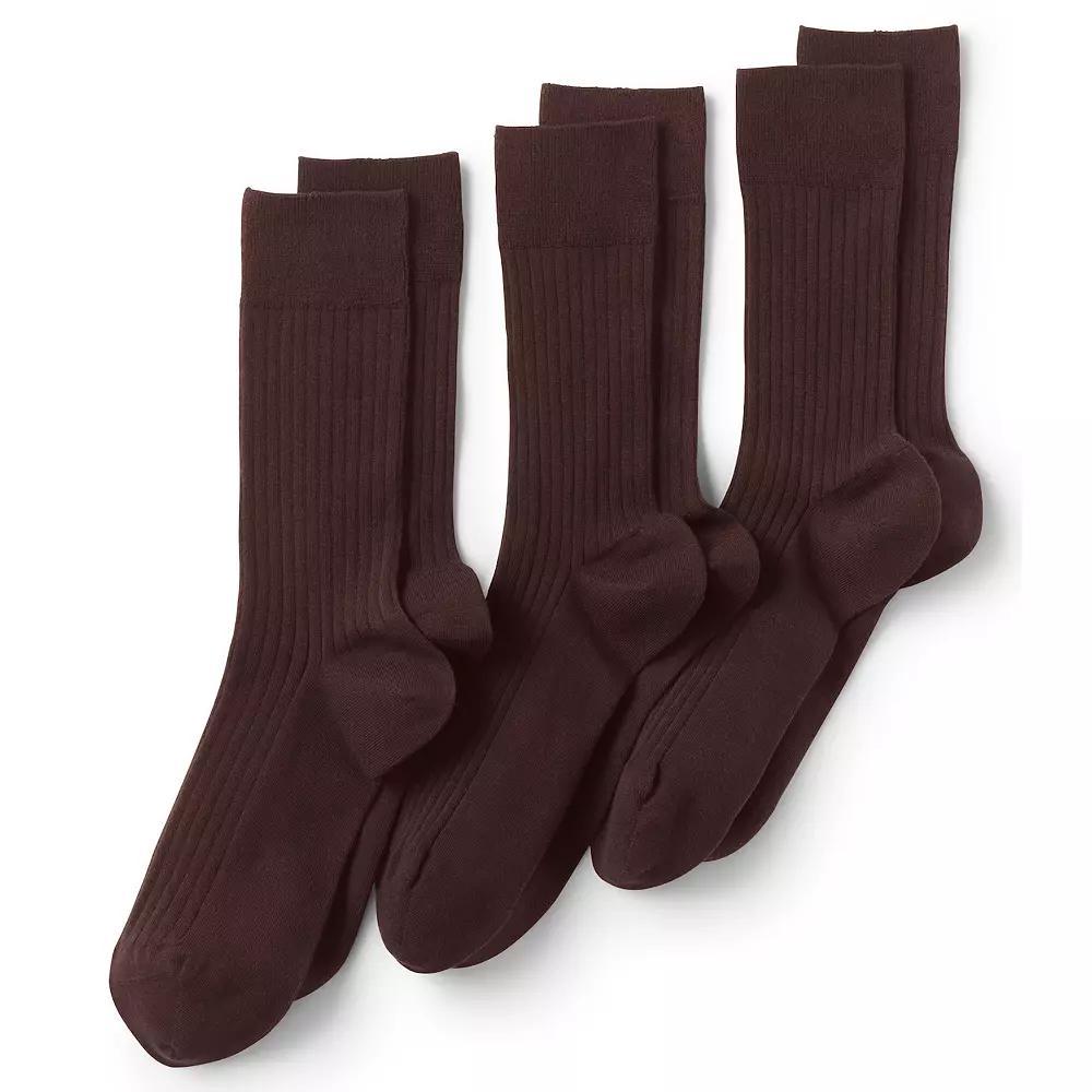 Men's Lands' End Seamless-Toe Cotton 3-Pack Dress Socks, Size: XL, Rich Brown Product Image