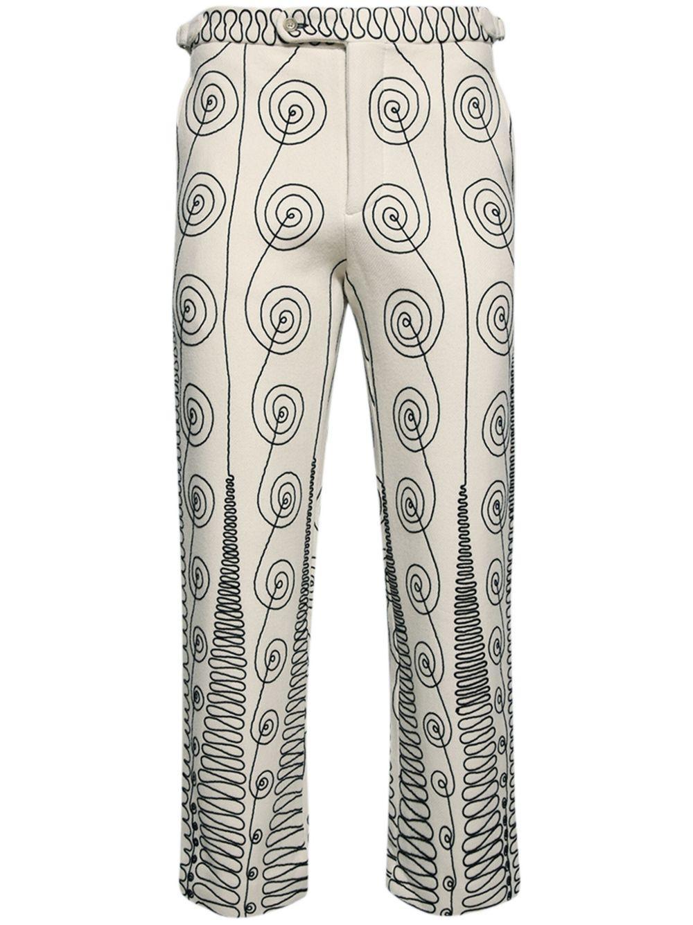 BODE Quillwork Trousers In Creamblack Product Image