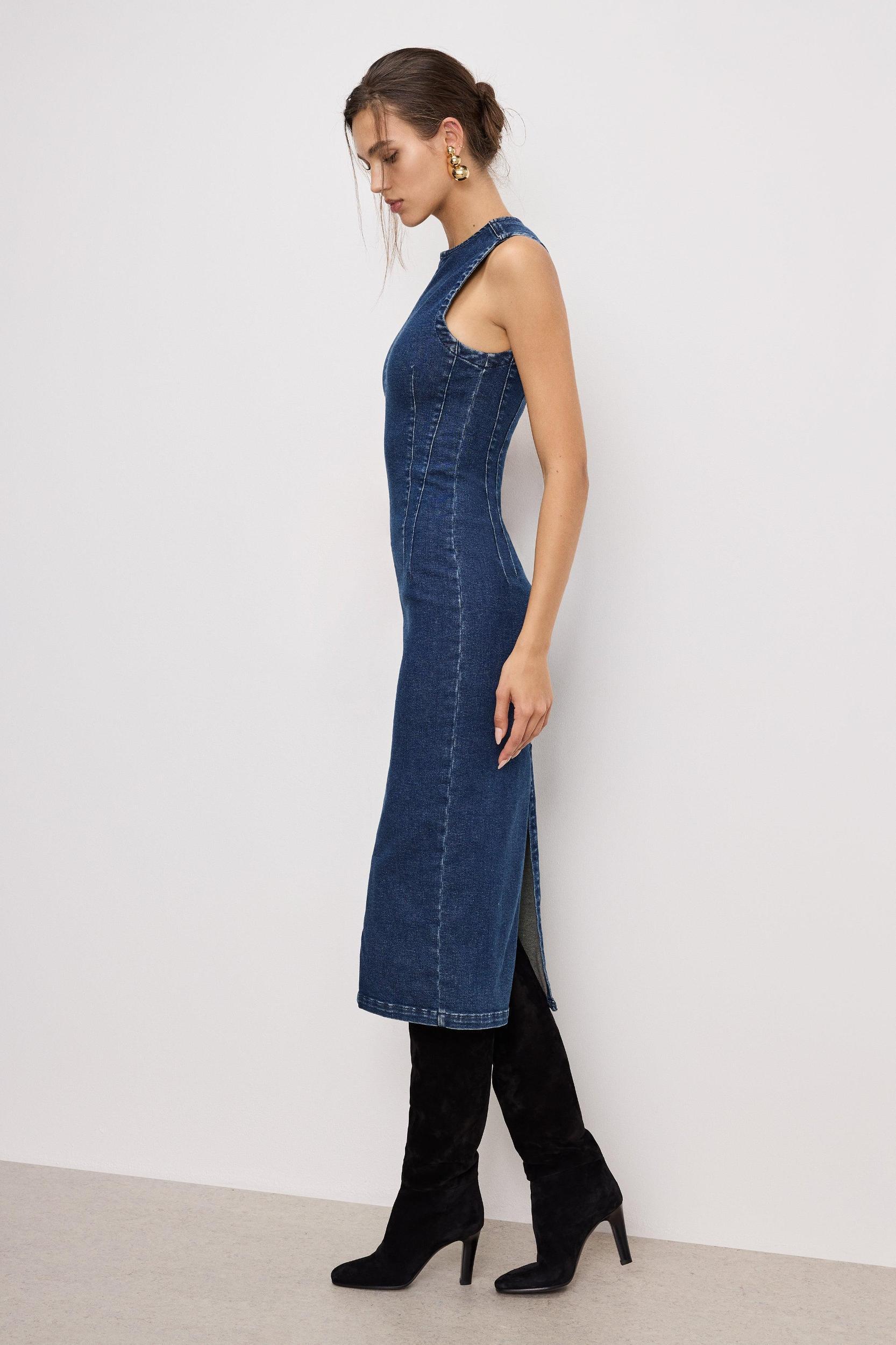 DENIM MIDI DRESS | INDIGO724 Product Image