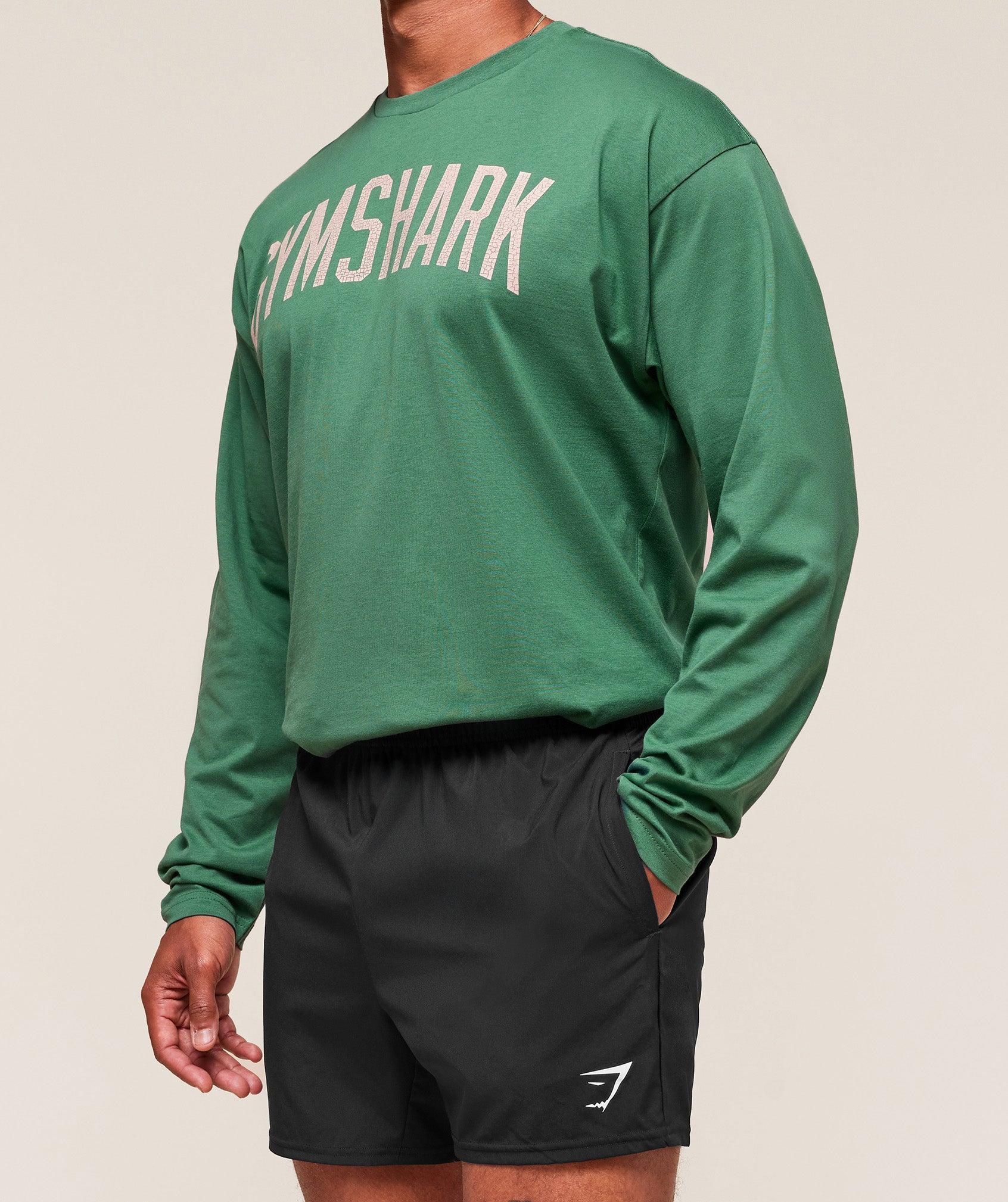 Gymshark Worn Graphic Long Sleeve T-Shirt - Lift Green Male Product Image