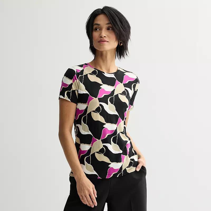 Women's Nine West Essential Crewneck Tee, Size: XS, Black Abstract Product Image
