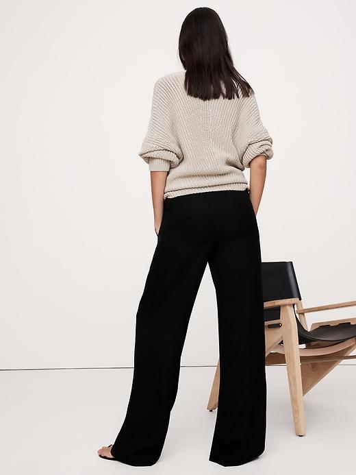 Pull-On Wide-Leg Drapey Twill Pant Product Image