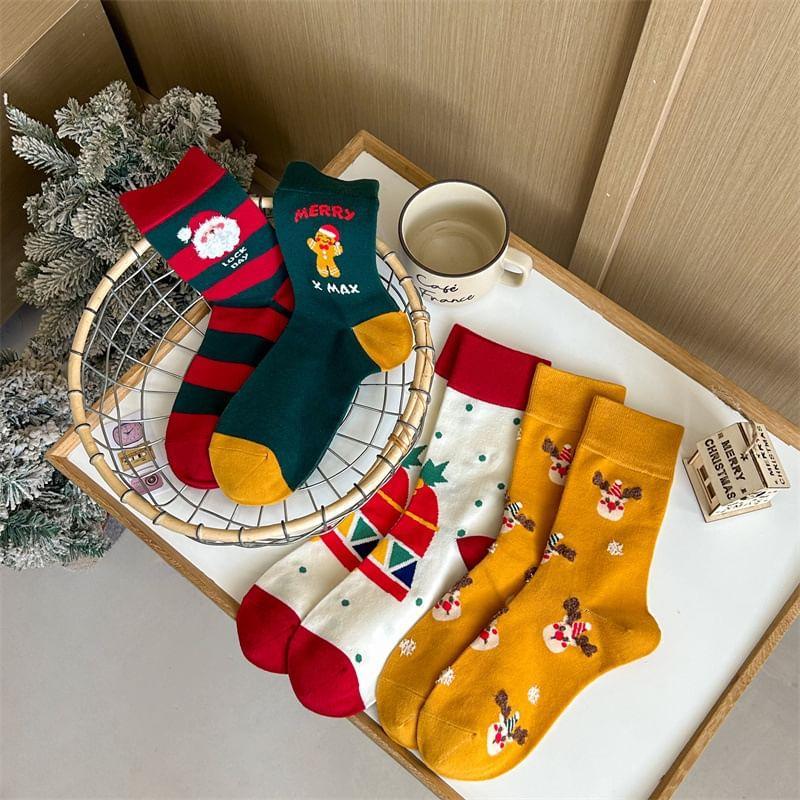 Christmas Cartoon Print Socks Product Image