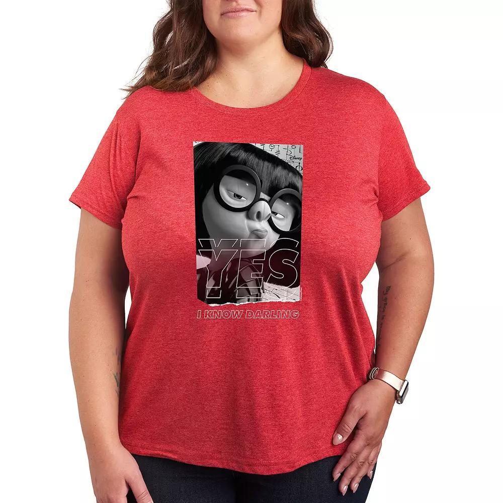 Disney / Pixars The Incredibles Edna Plus Yes Darling Graphic Tee, Womens Grey Red Product Image