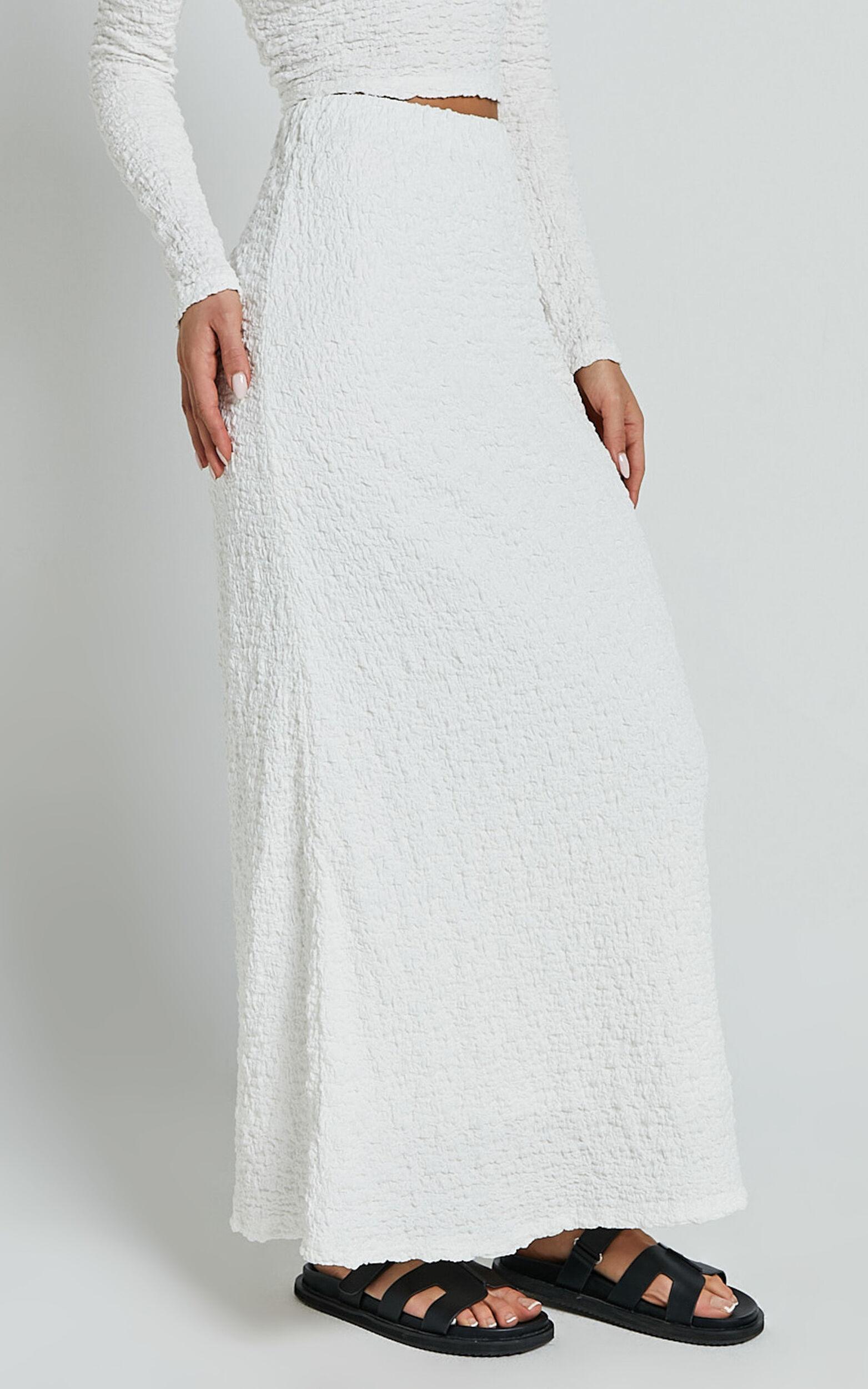 Jackie Midi Skirt - High Elasticated Waist Skirt in White Product Image
