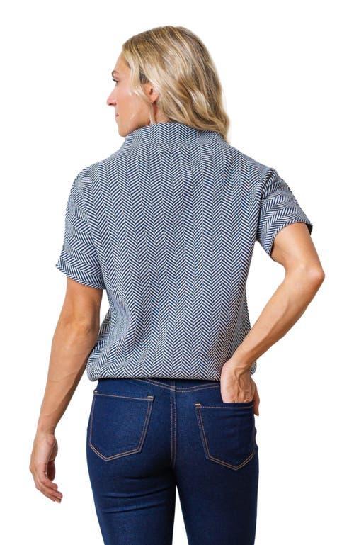 Hope & Henry Women's Organic Mock Neck Sweater in Navy And White Herringbone at Nordstrom, Size Large Product Image