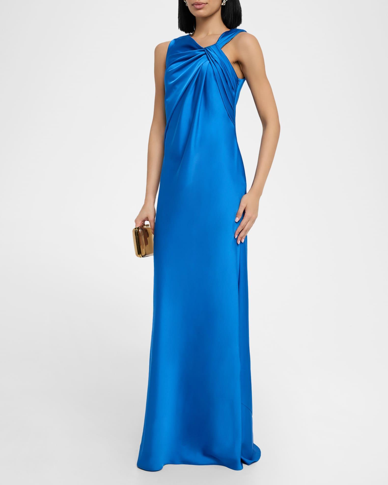 Francine Twist-Front Satin Column Gown Product Image