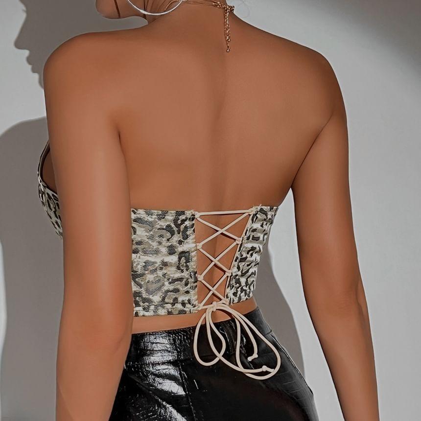 Leopard Print Crop Corset Top Product Image