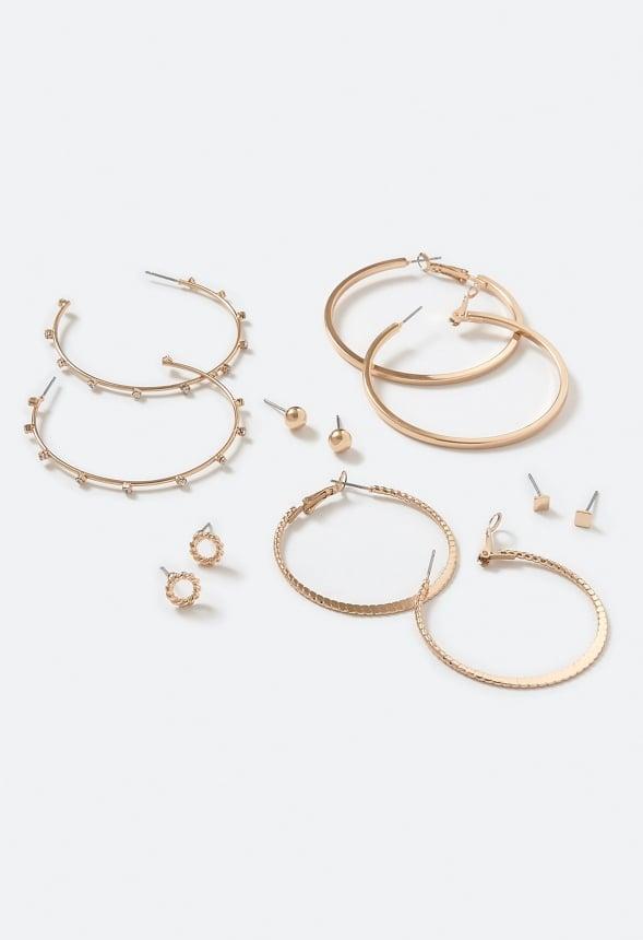 6-Pairs Pack Alia Mixed Studs and Hoops Earrings Product Image