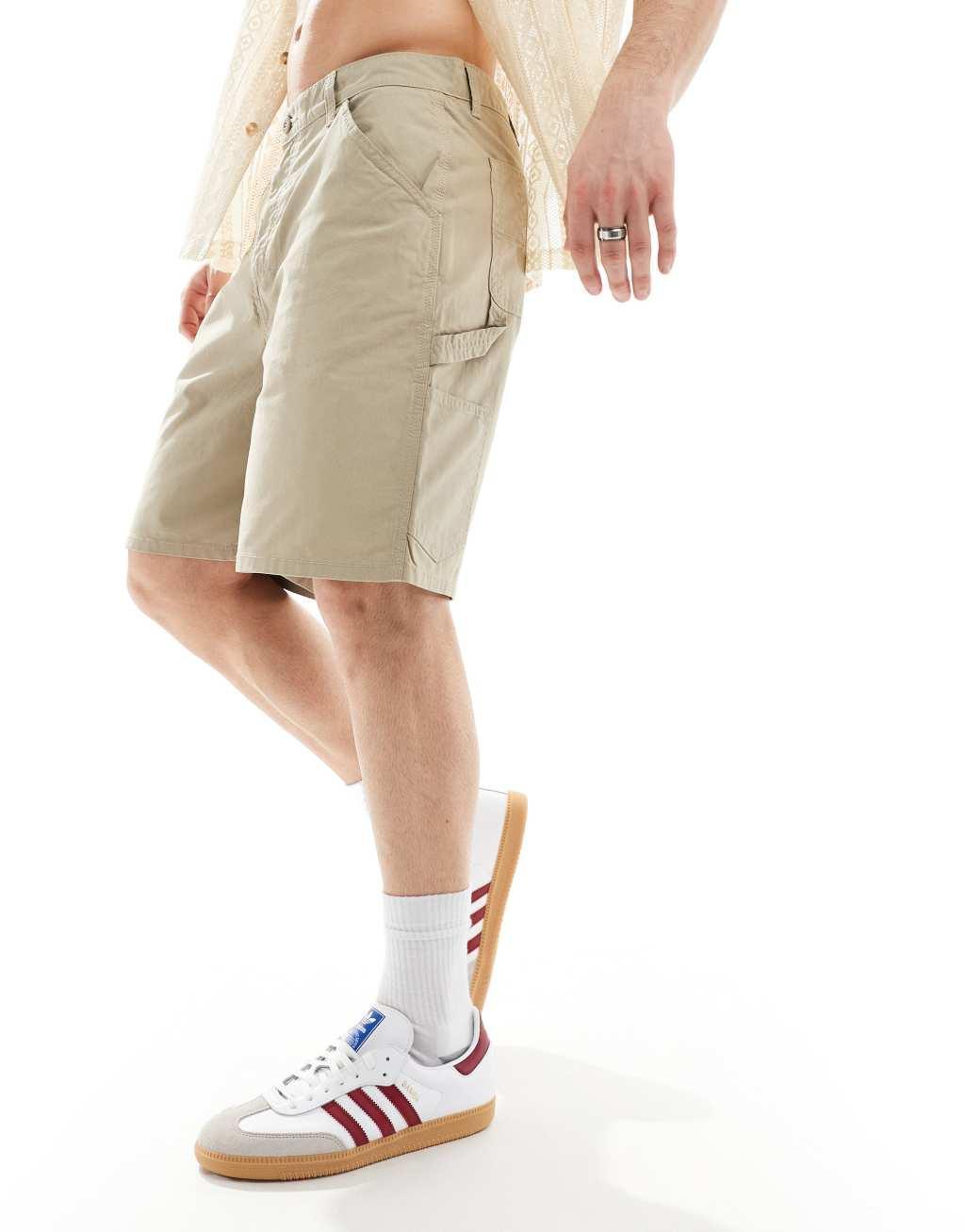 Jack & Jones loose carpenter shorts in off white Product Image