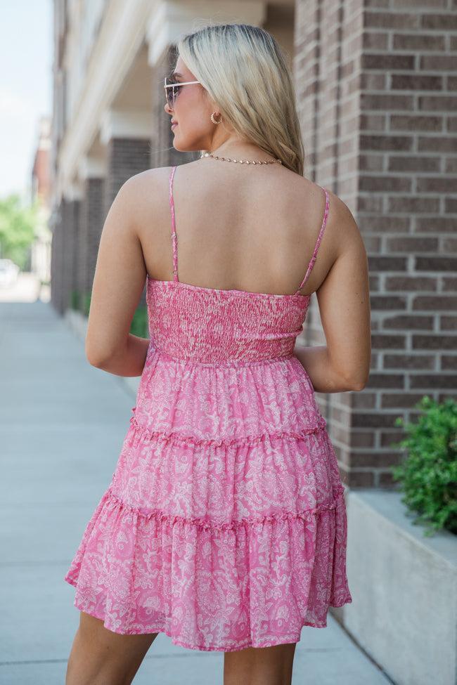 Stick To The Plan Pink Printed Casual Mini Dress SALE Product Image