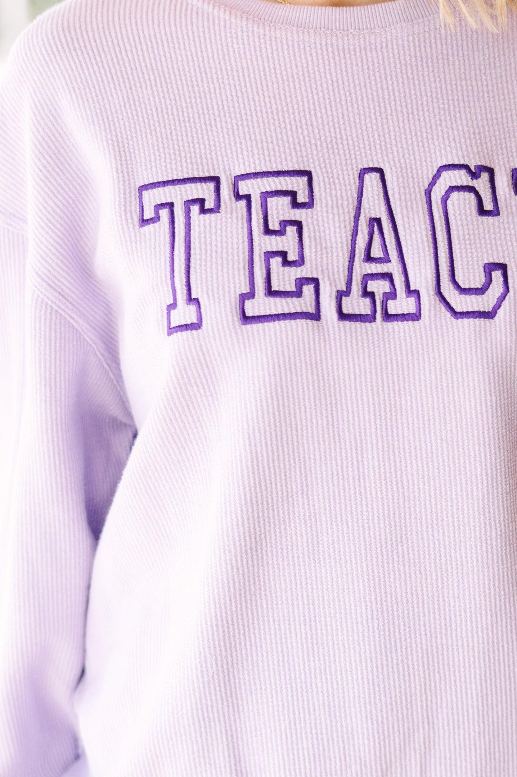 Teach Lilac Purple Corded Embroidered Sweatshirt Female Product Image