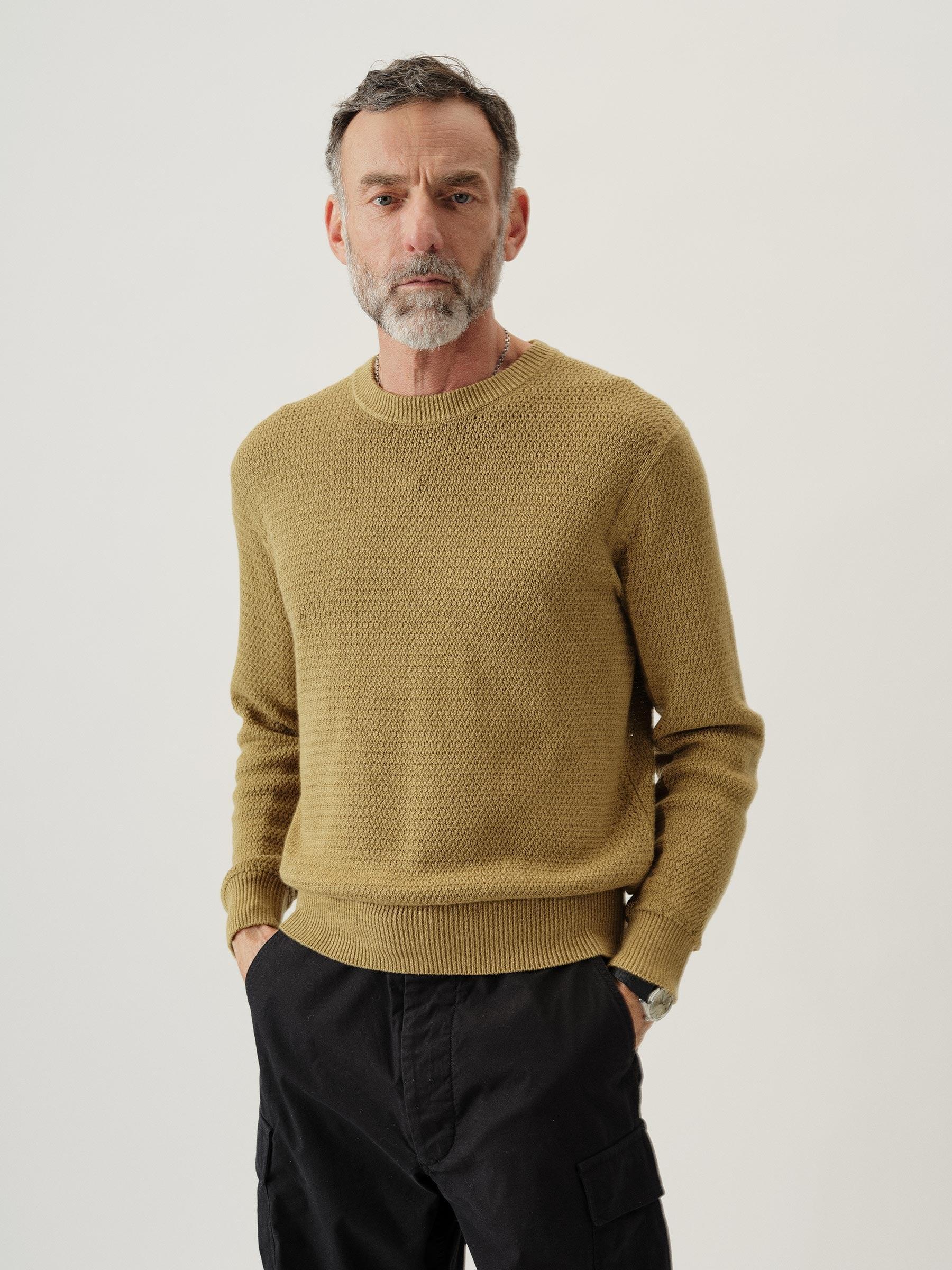 Golden Khaki Rope-Knit Yuma Hemp Crew Product Image