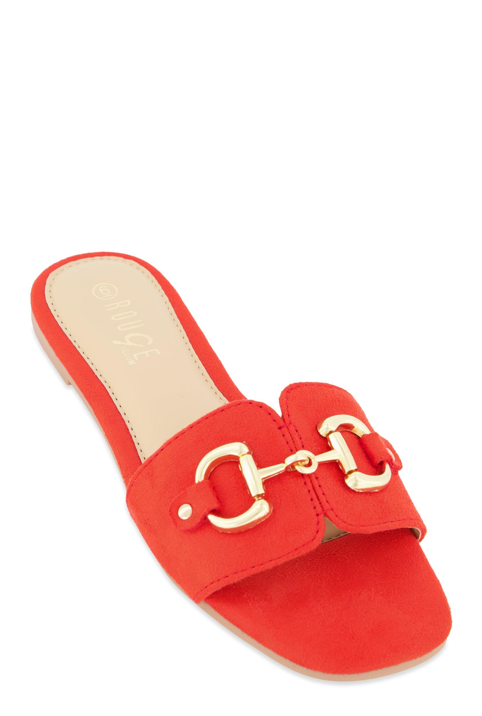 Womens Metallic Horsebit Single Band Slide Sandals Product Image