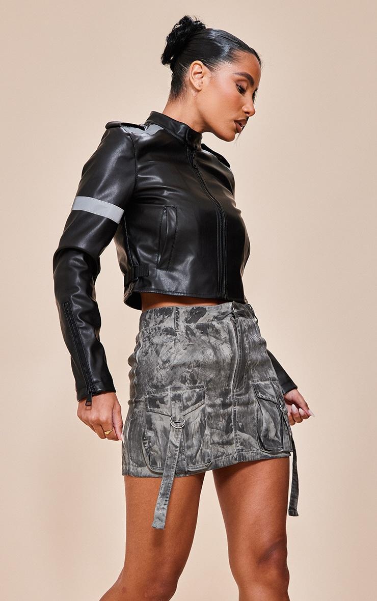 Charcoal Grey Vintage Wash Cargo Micro Mini Skirt Product Image